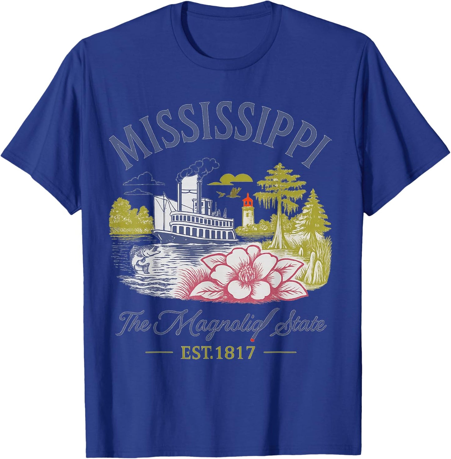 Mississippi The Magnolia State Vintage Inspired T-Shirt - T-Shirt | Royal