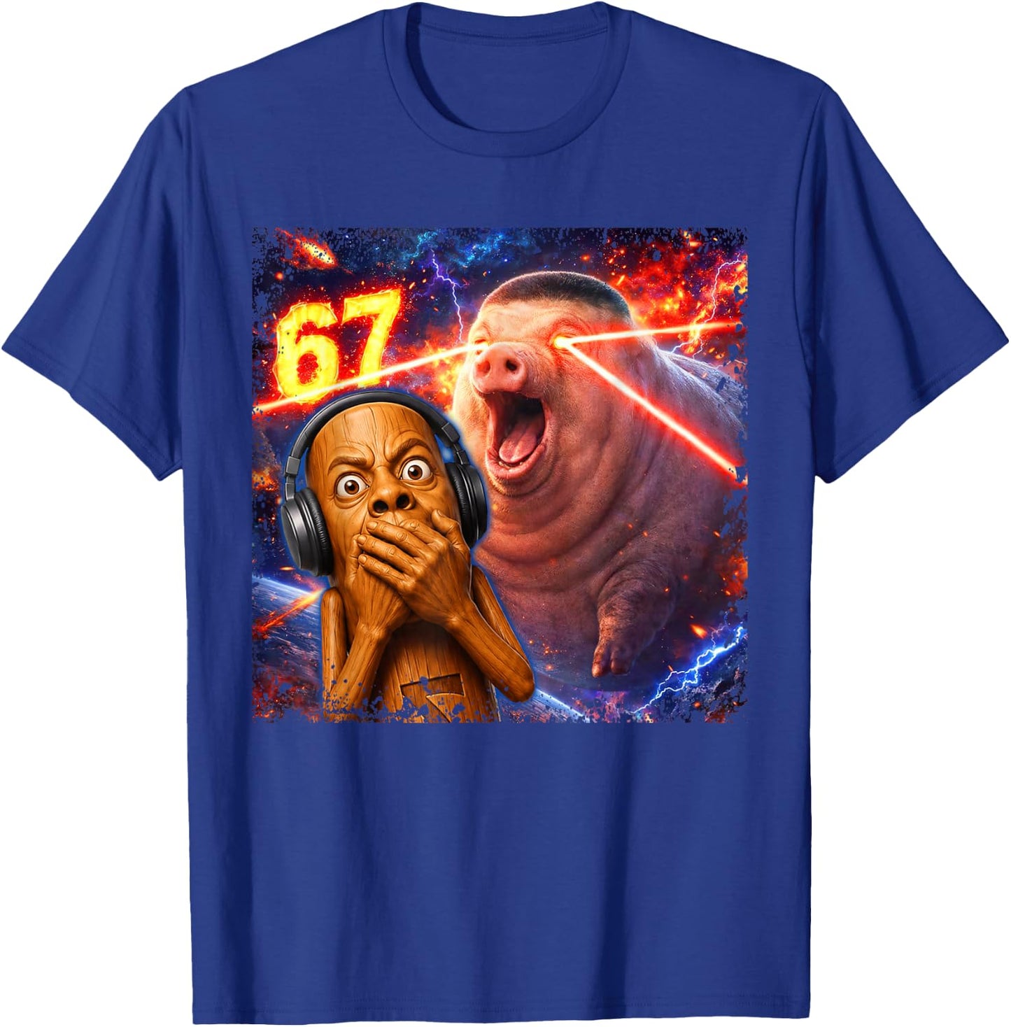 Funny Scared Face Tung Speed John Pork 67 Tuff Meme T-Shirt - T-Shirt | Royal