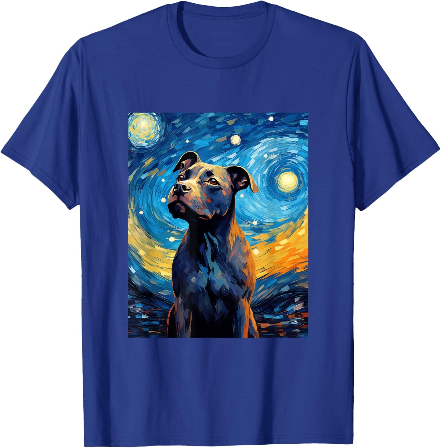 Staffordshire Bull Terrier Starry Night Van Gogh T-Shirt - T-Shirt | Royal