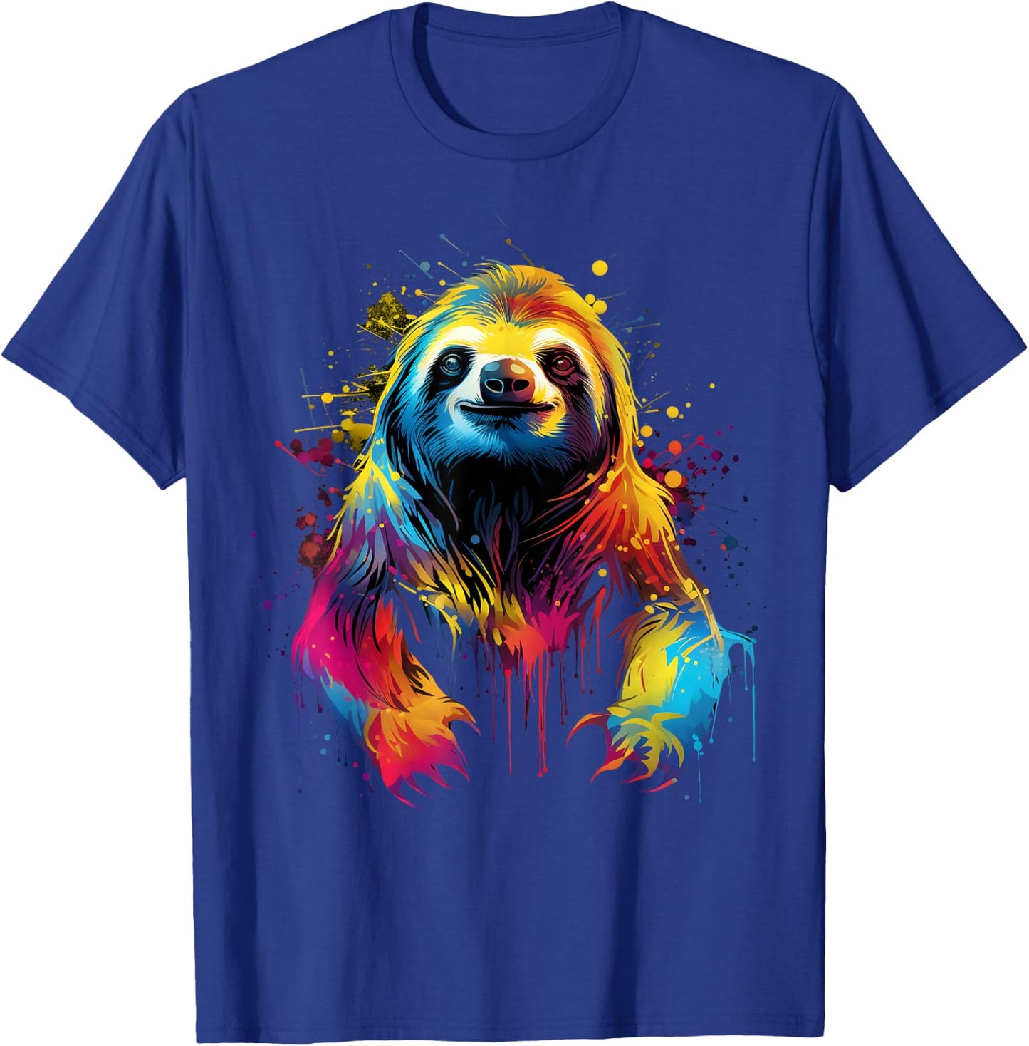 Cool Sloth on colorful painted Sloth T-Shirt - T-Shirt | Royal
