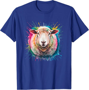 Sheep Men Woman Colorful Watercolor Sheep T-Shirt - T-Shirt | Royal