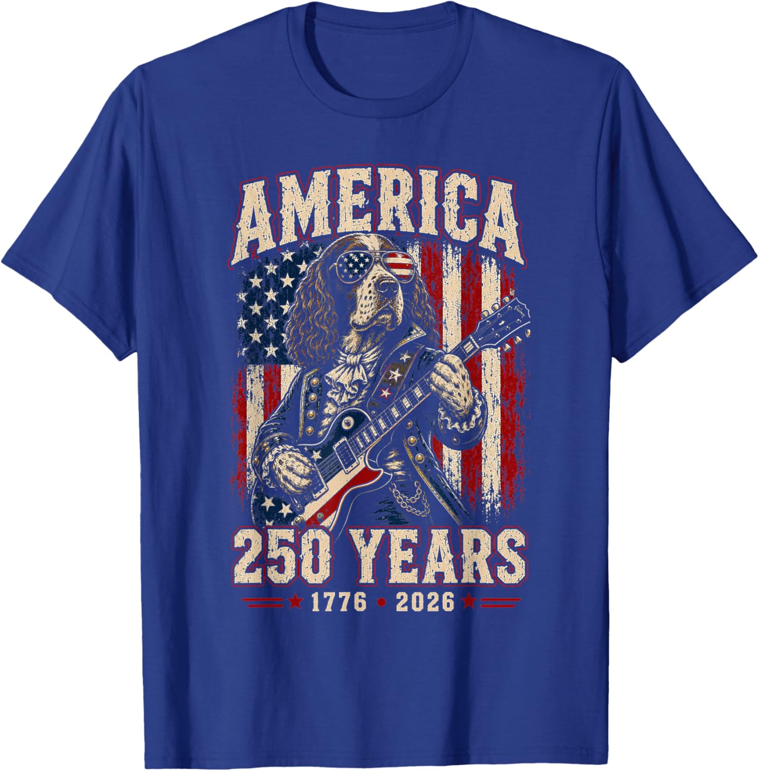 250 Years America Springer Spaniel Dog USA 4th of July T-Shirt - T-Shirt | Royal