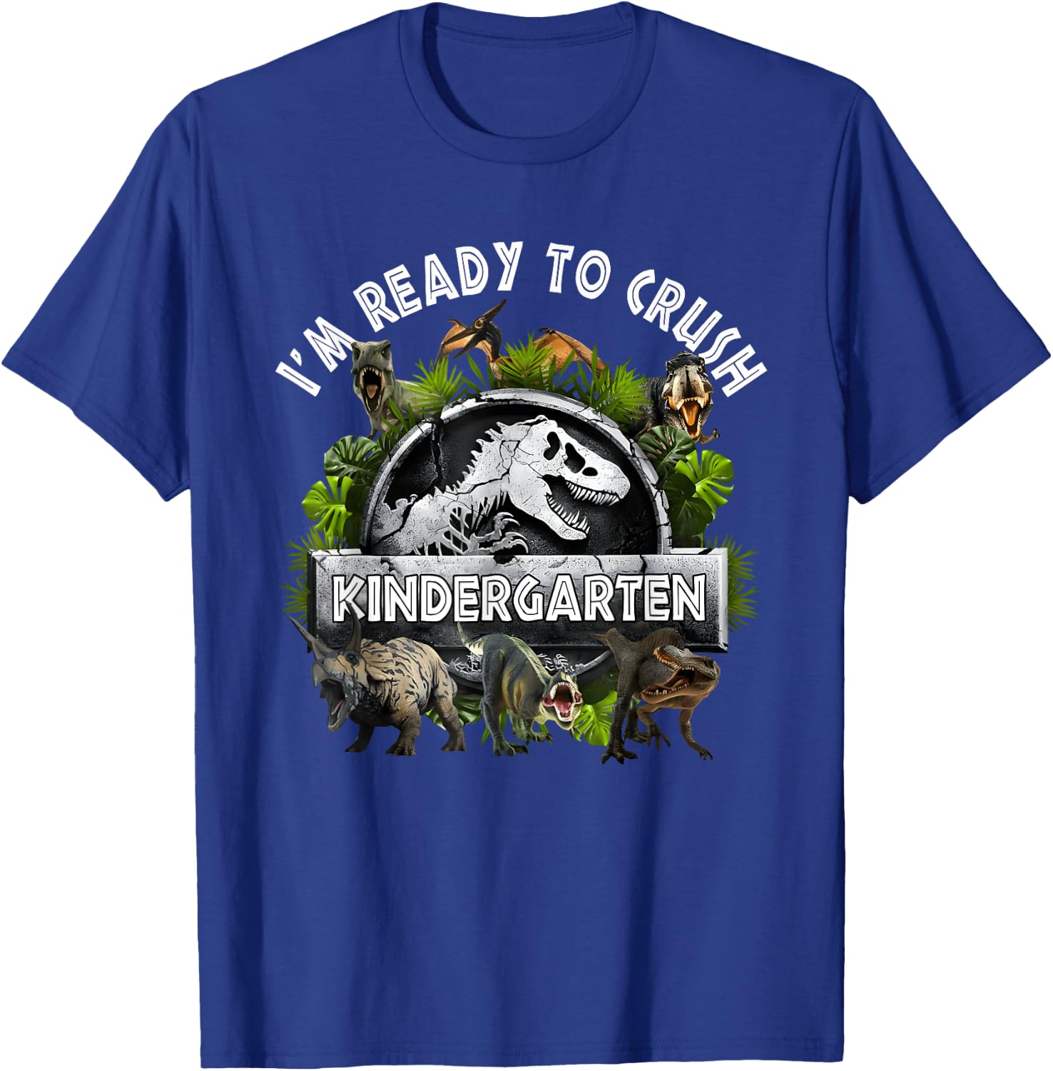 Ready to Crush Kindergarten First Day of School Dinosaur Boy T-Shirt - T-Shirt | Royal