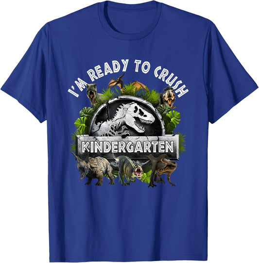 Ready to Crush Kindergarten First Day of School Dinosaur Boy T-Shirt - T-Shirt | Royal