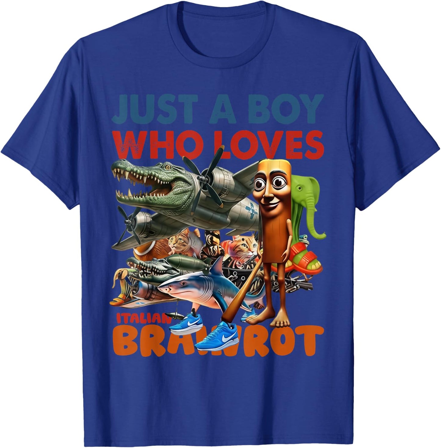 Just A Boy Who Loves Italian Brainrot Meme Boys Kids T-Shirt - T-Shirt | Royal