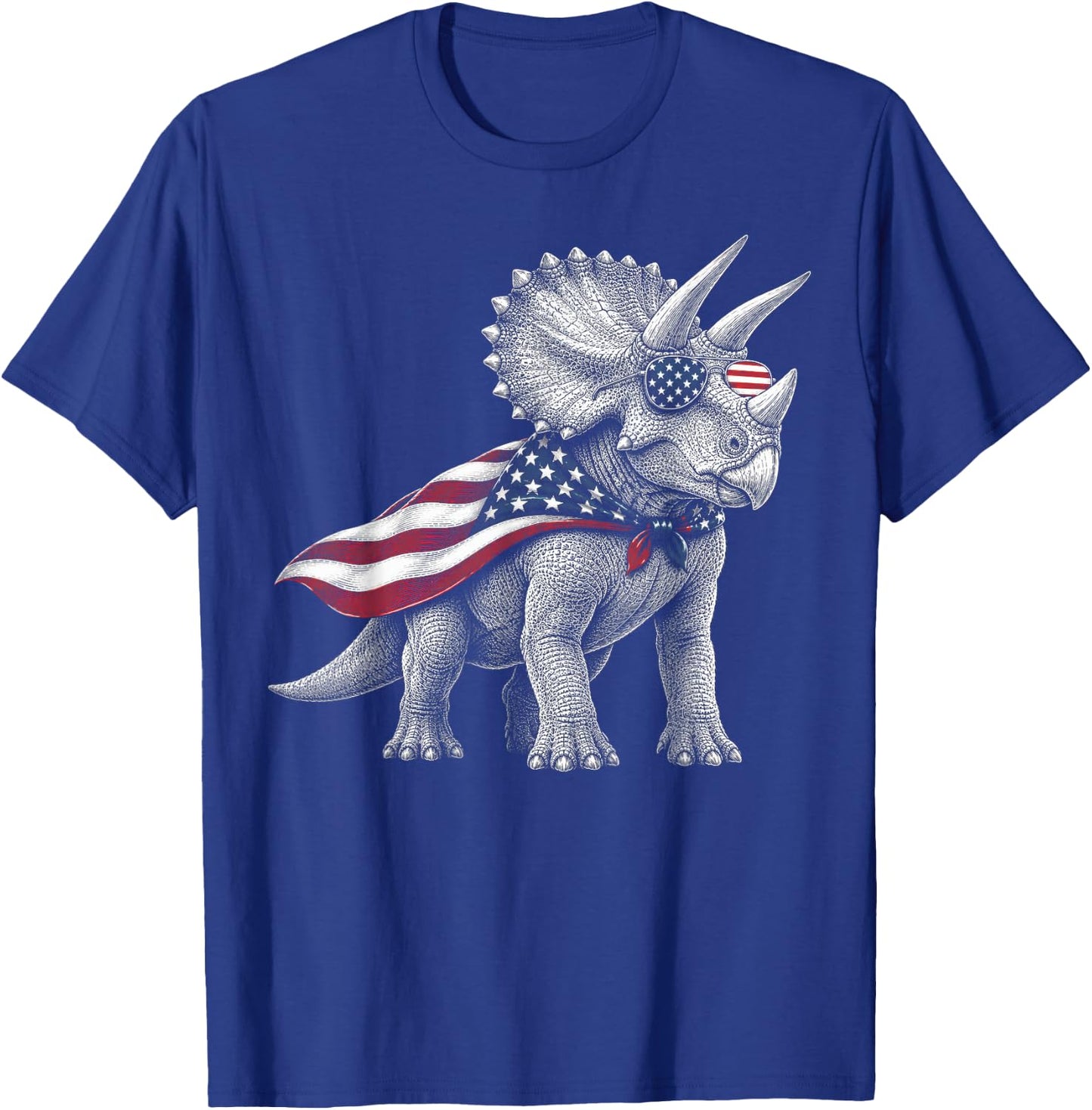 Triceratops 4th of July US American Flag Patriotic Dinosaur T-Shirt - T-Shirt | Royal