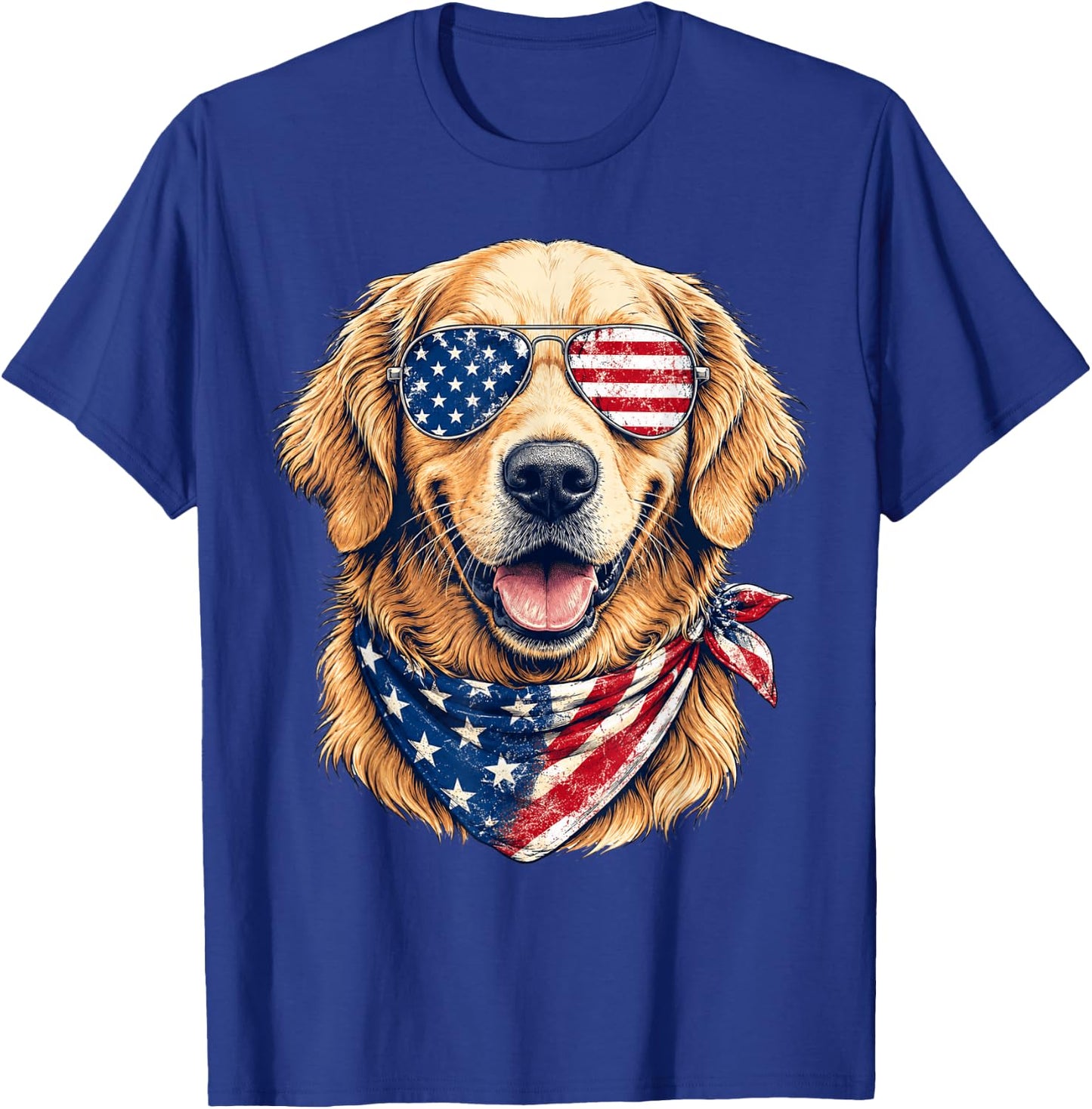 Patriotic Golden Retriever Dog 4th of July Dog Lovers T-Shirt - T-Shirt | Royal