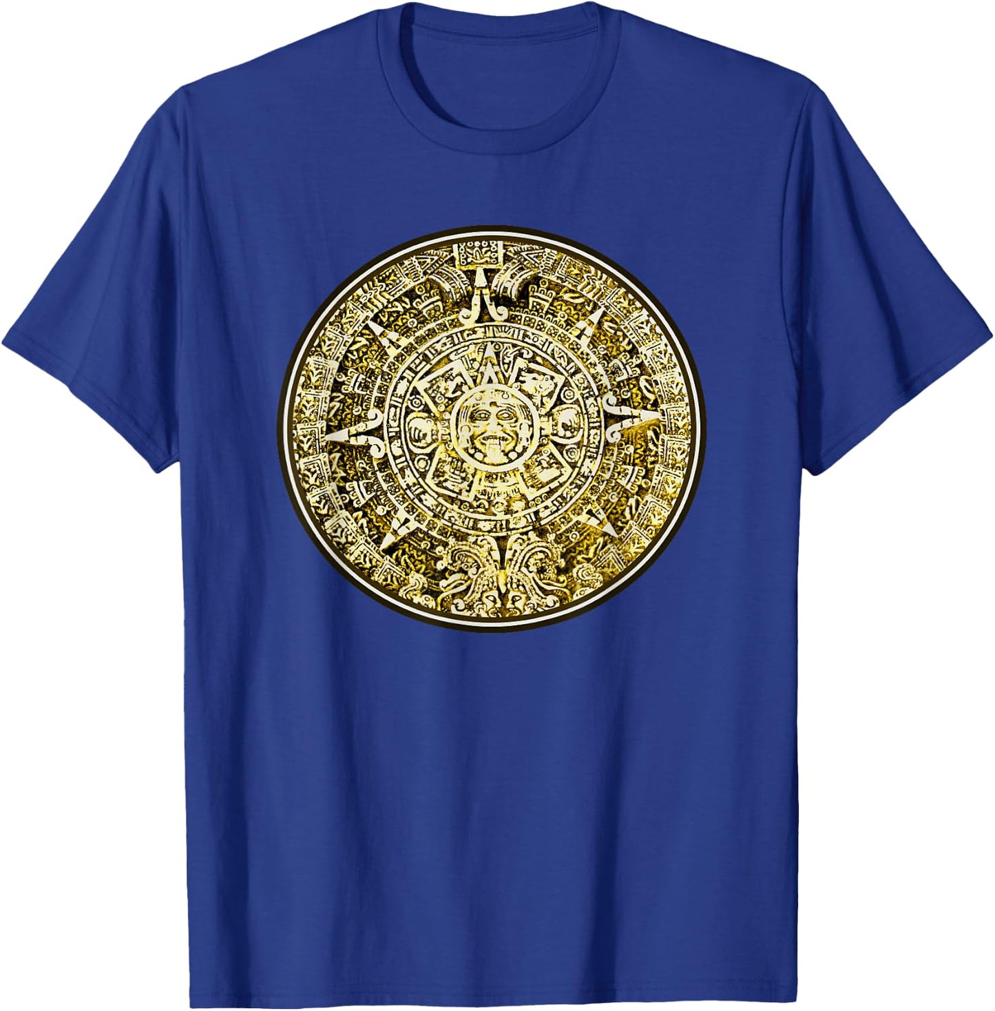 Mayan Aztec Calendar in Gold Cool Novelty Original Artwork T-Shirt - T-Shirt | Royal