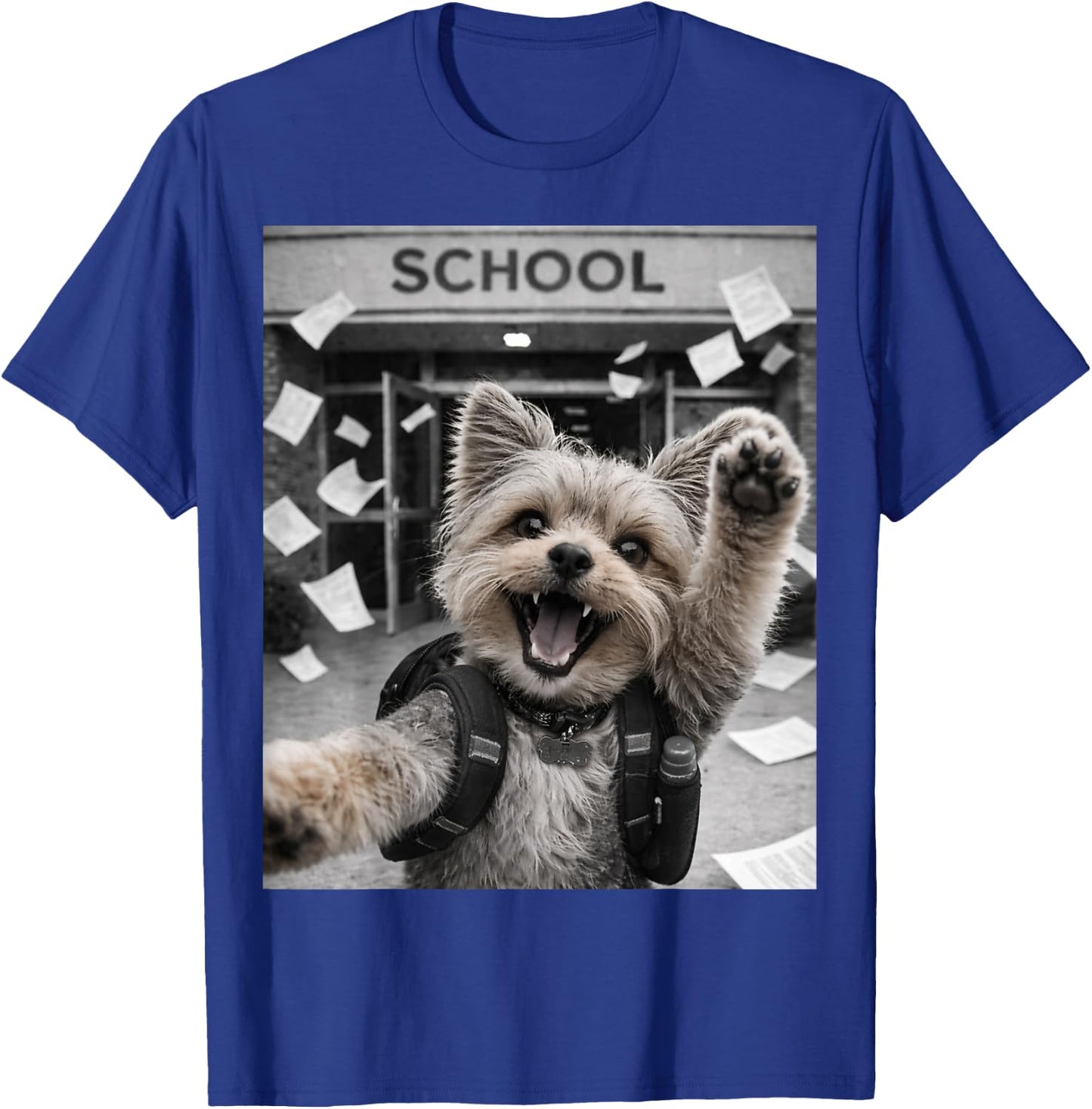 Yorkshire Terrier Yorkie Last Day of School Funny Selfie T-Shirt - T-Shirt | Royal