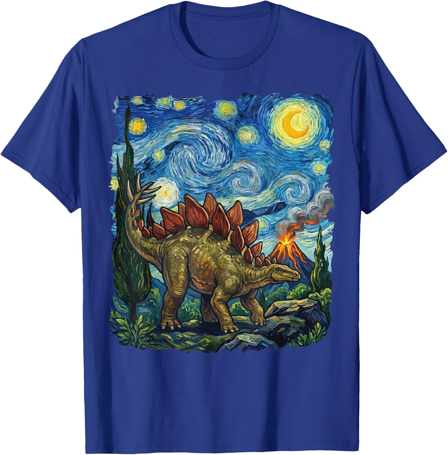 Stegosaurus Starry Night T-Shirt - T-Shirt | Royal