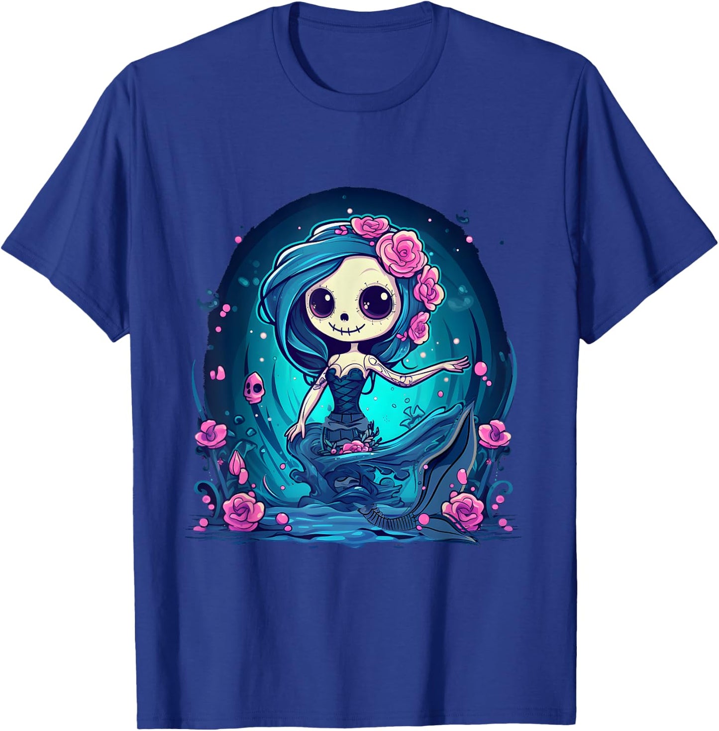 Cute Skeleton Mermaid Halloween T-Shirt - T-Shirt | Royal