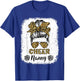 Cheer Nanny Leopard Messy Bun Cheerleader Bleached T-Shirt - T-Shirt | Royal