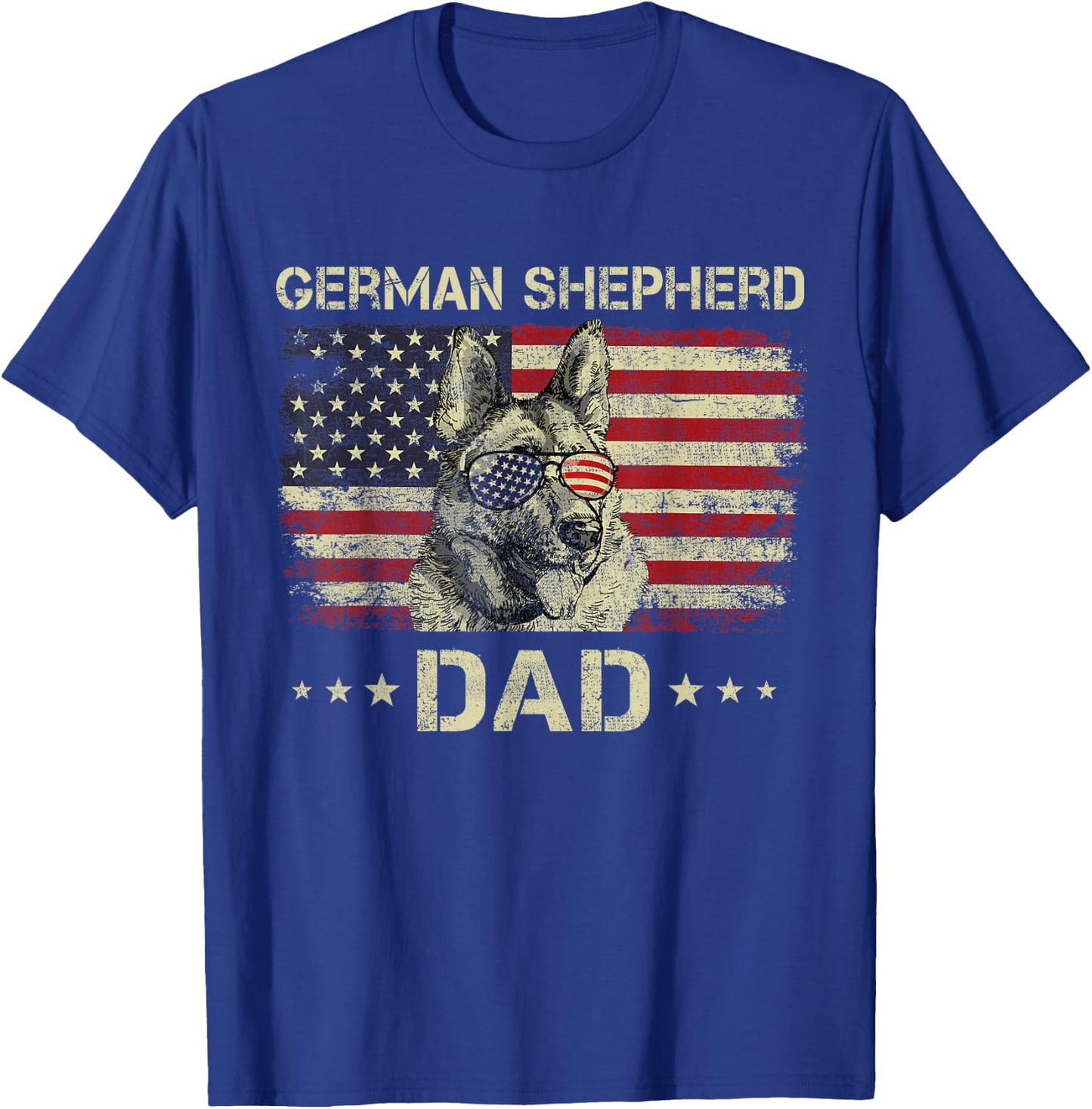 German Shepherd Dad Dog Lovers American Flag 4th Of July T-Shirt - T-Shirt | Royal