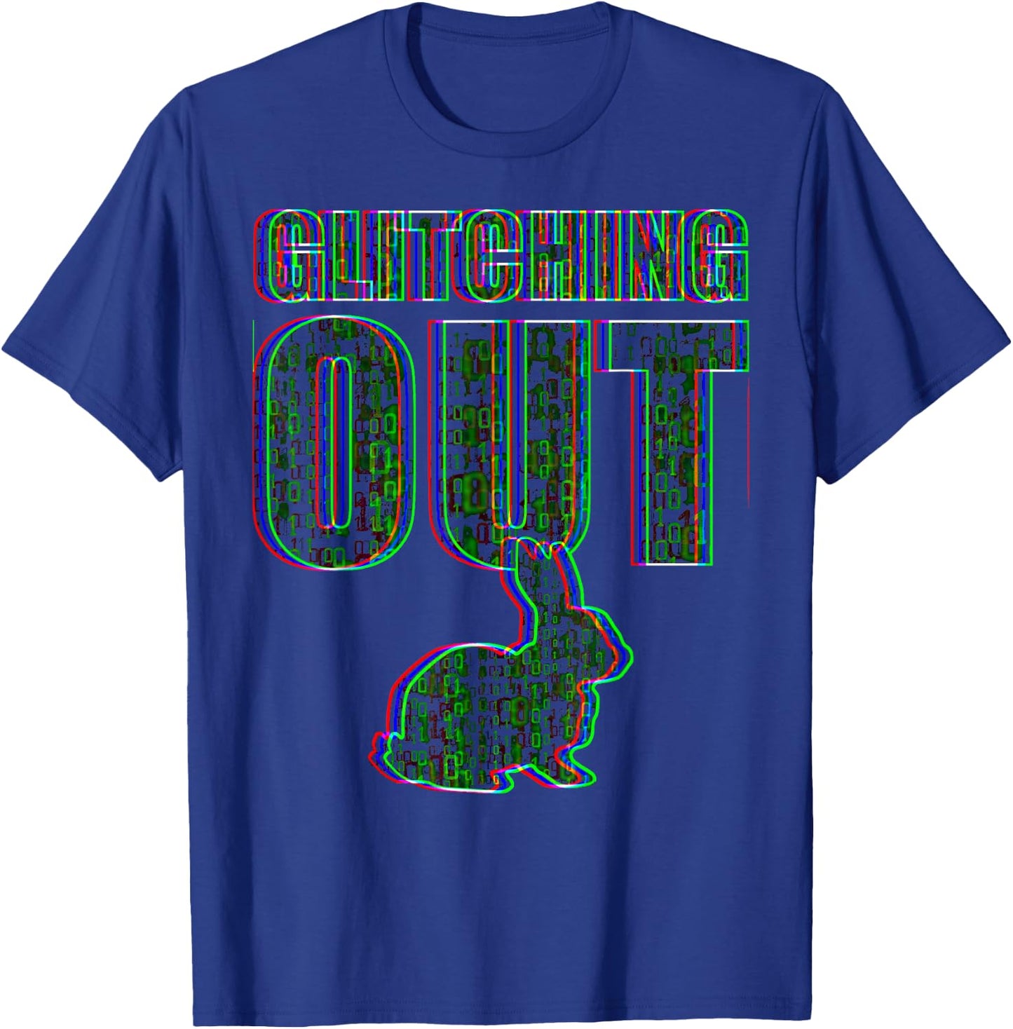 Glitching Out Matrix Rabbit Code Drop T-Shirt - T-Shirt | Royal