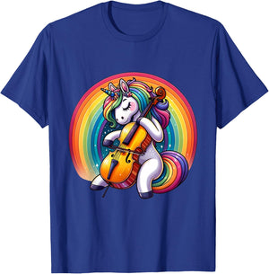 Cello Playing Unicorn Cellist T-Shirt - T-Shirt | Royal