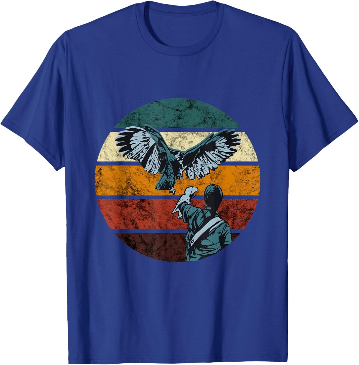 Falconer Falcon Flying Retro Vintage Falcon Hunter Falconry T-Shirt - T-Shirt | Royal