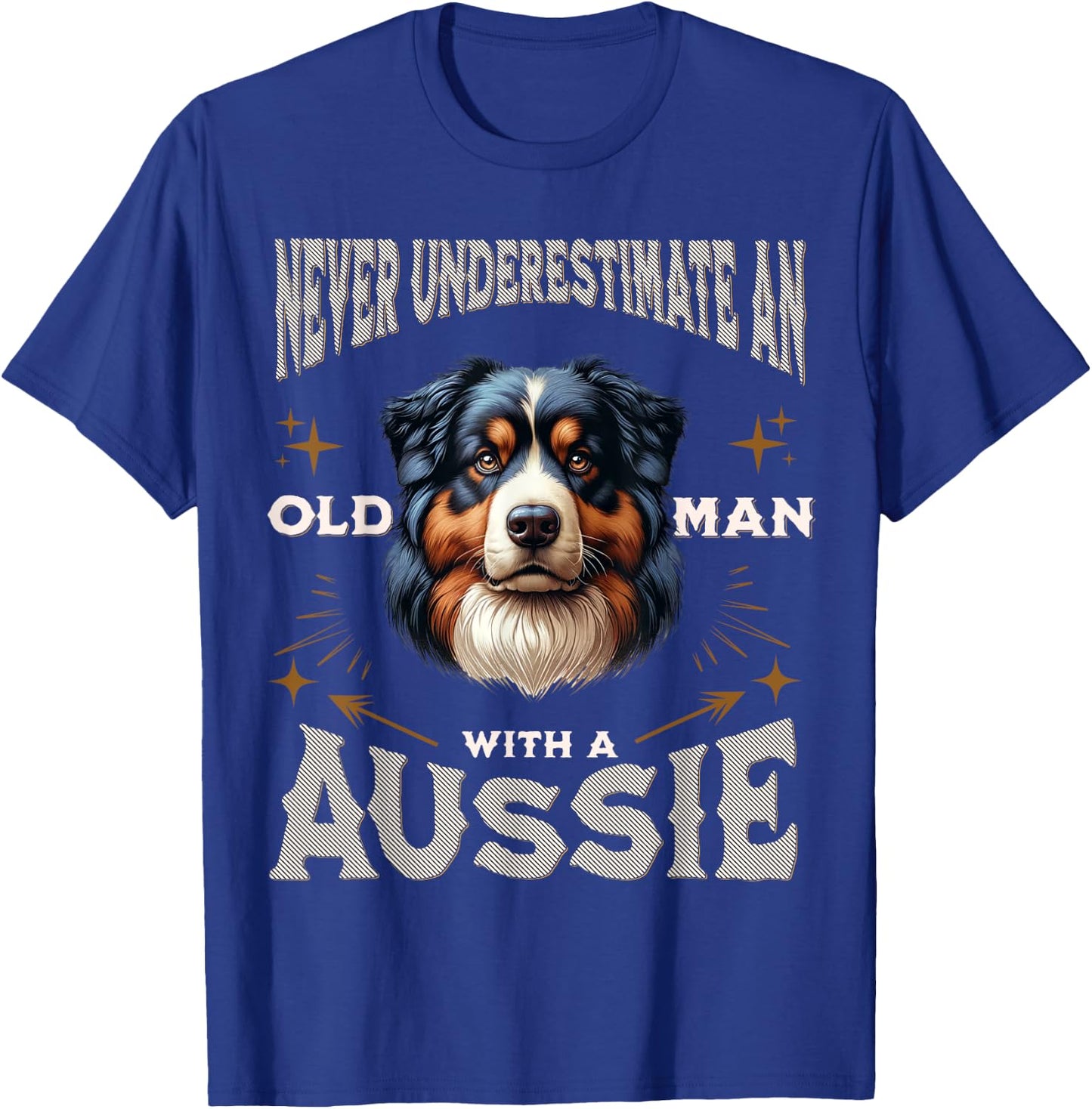 Funny Australian Shepherd Design Dad Grandpa Aussie T-Shirt - T-Shirt | Royal