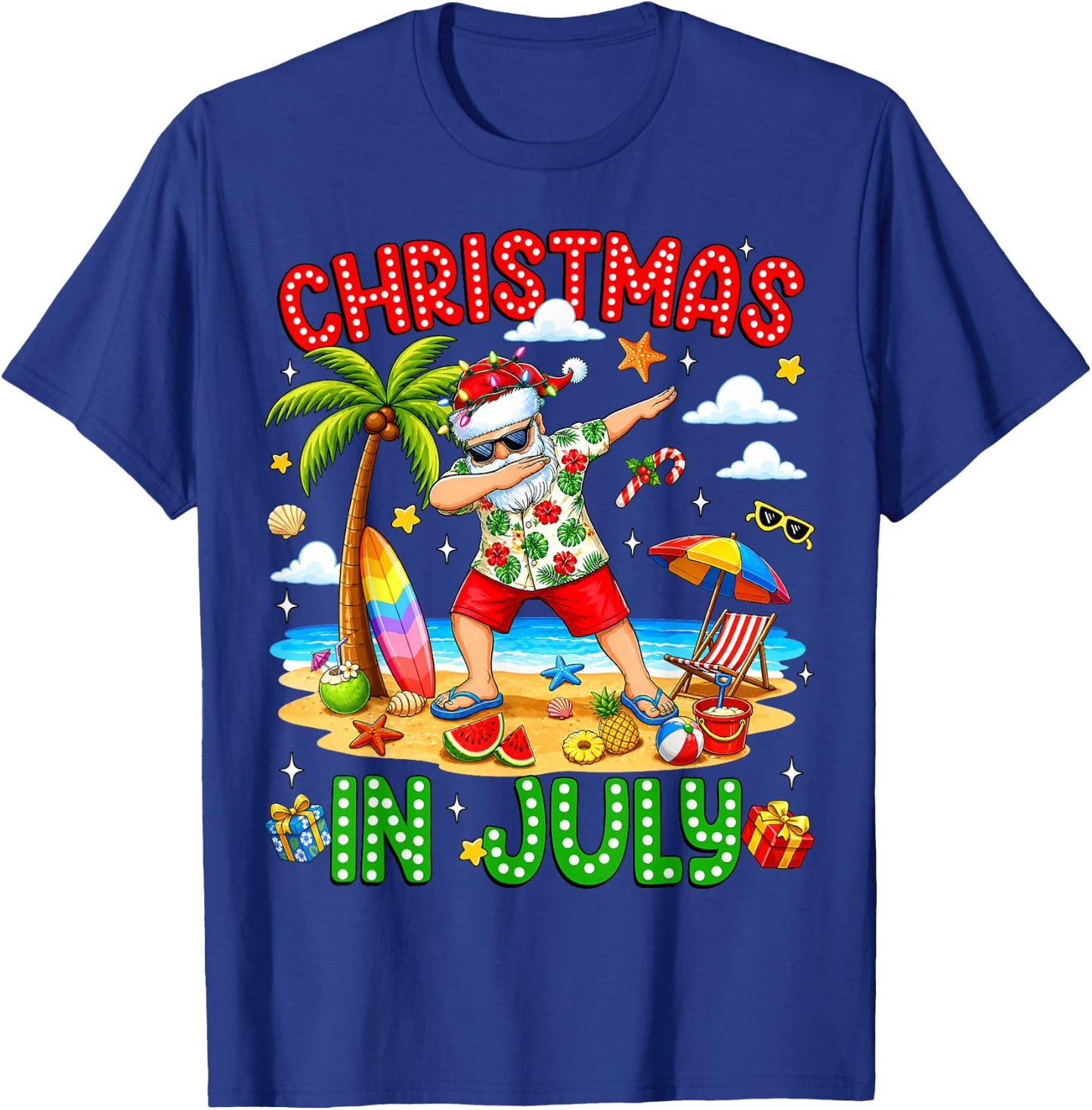 Christmas in July Dabbing Santa Hawaiian Xmas Summer Men Kid T-Shirt - T-Shirt | Royal