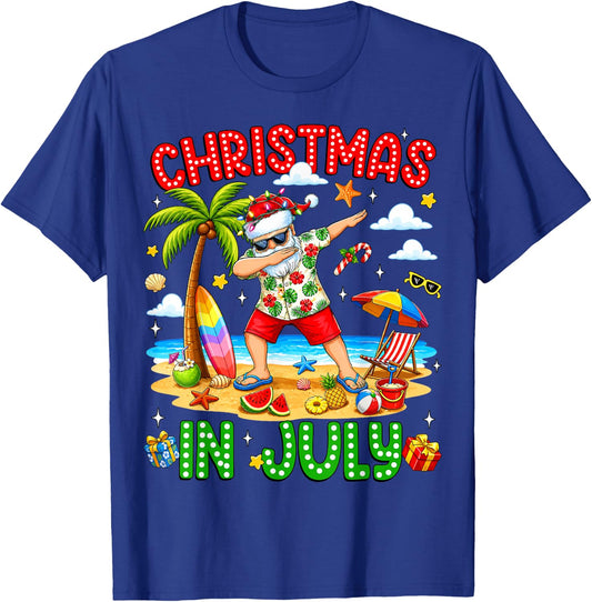 Christmas in July Dabbing Santa Hawaiian Xmas Summer Men Kid T-Shirt - T-Shirt | Royal