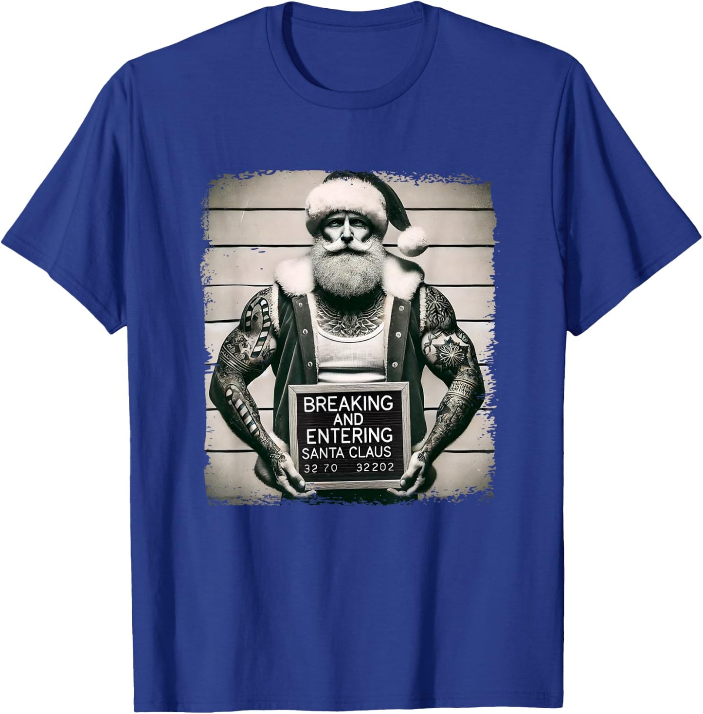 Tattoo Santa Mugshot Tattoos Christmas Santa Xmas T-Shirt - T-Shirt | Royal