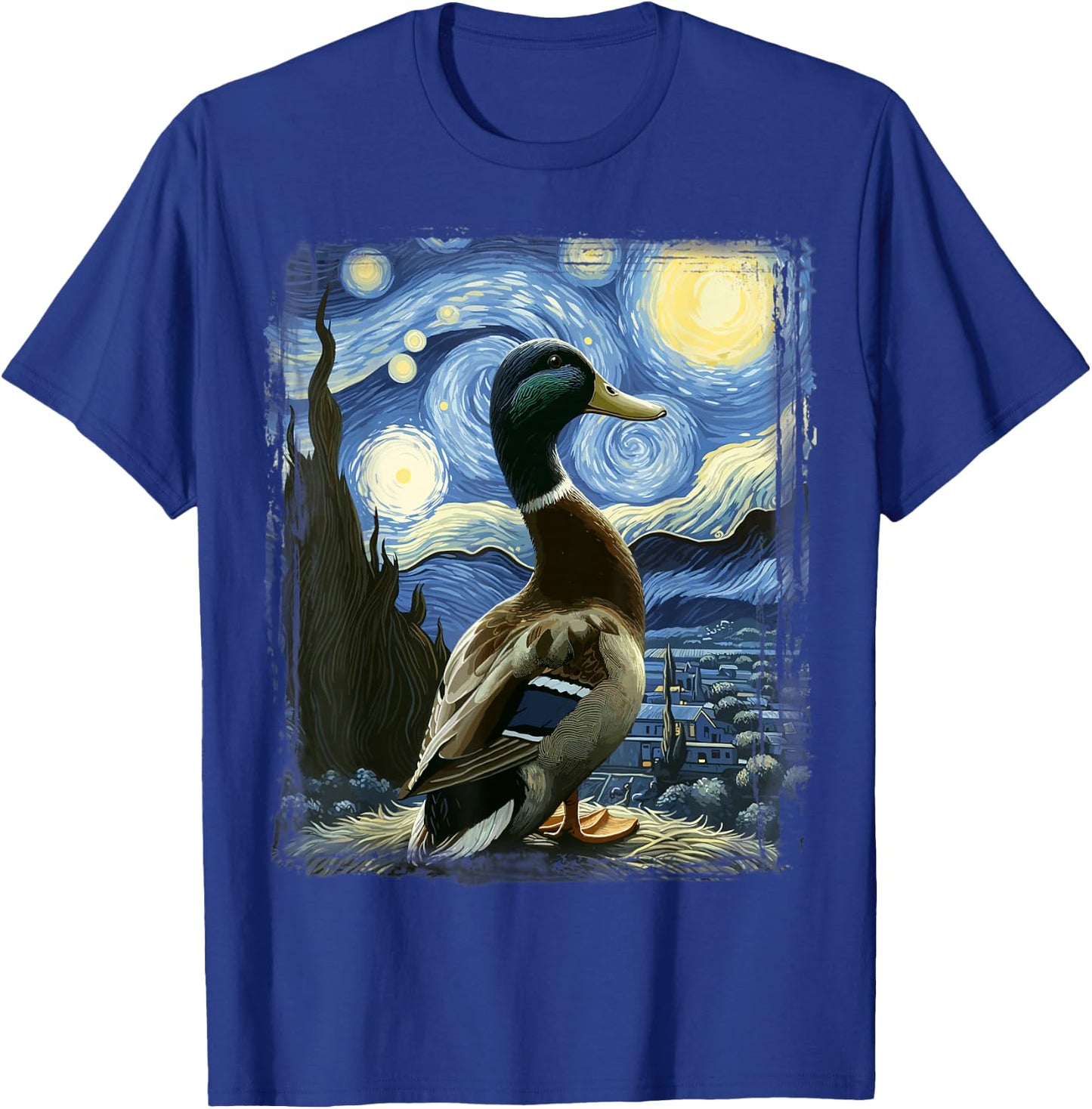 Duck Star Gazer - Artistic Van Gogh Style Starry Night Duck T-Shirt - T-Shirt | Royal