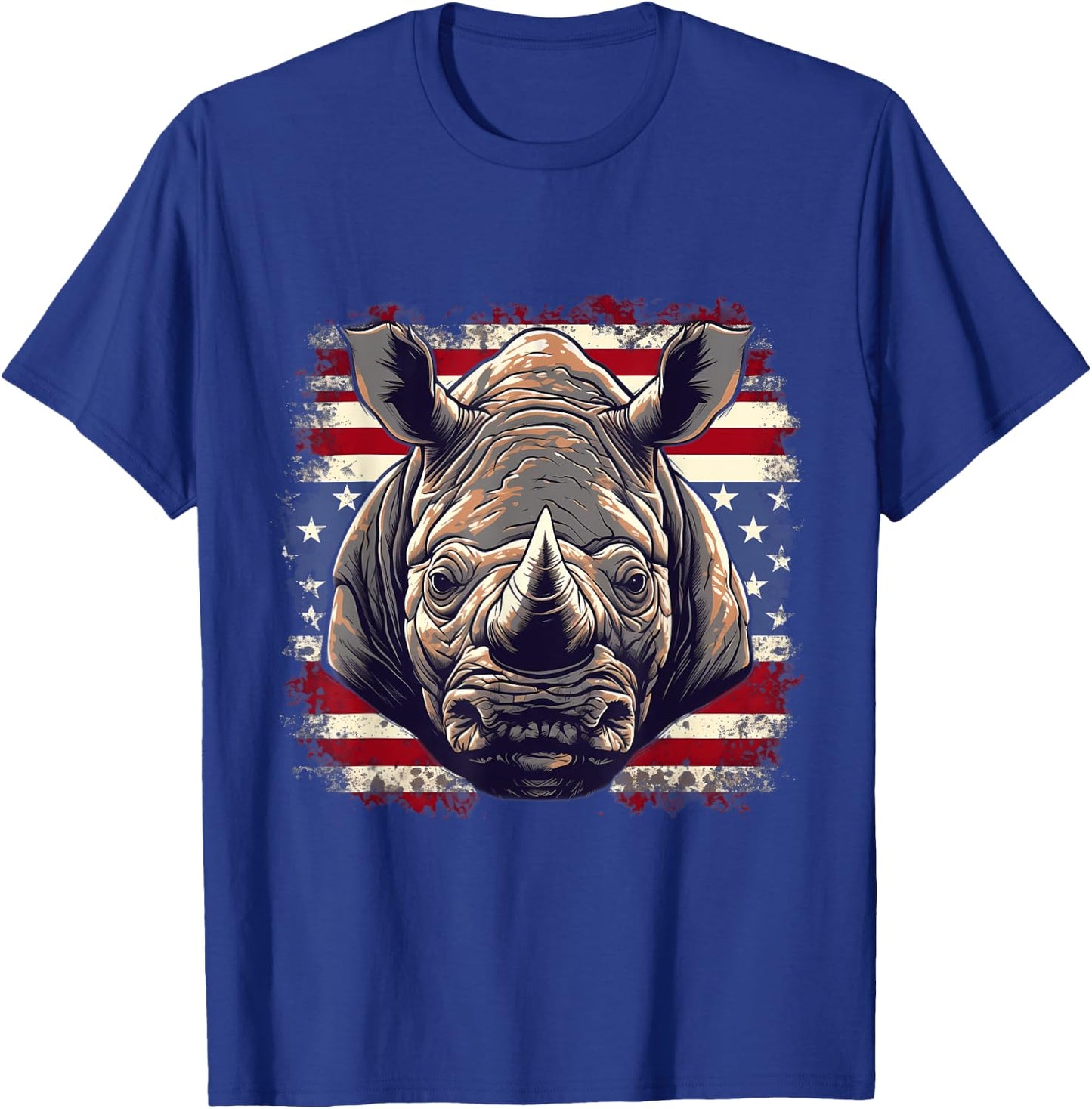 4th Of July US Flag Rhino Women Kids Men T-Shirt - T-Shirt | Royal