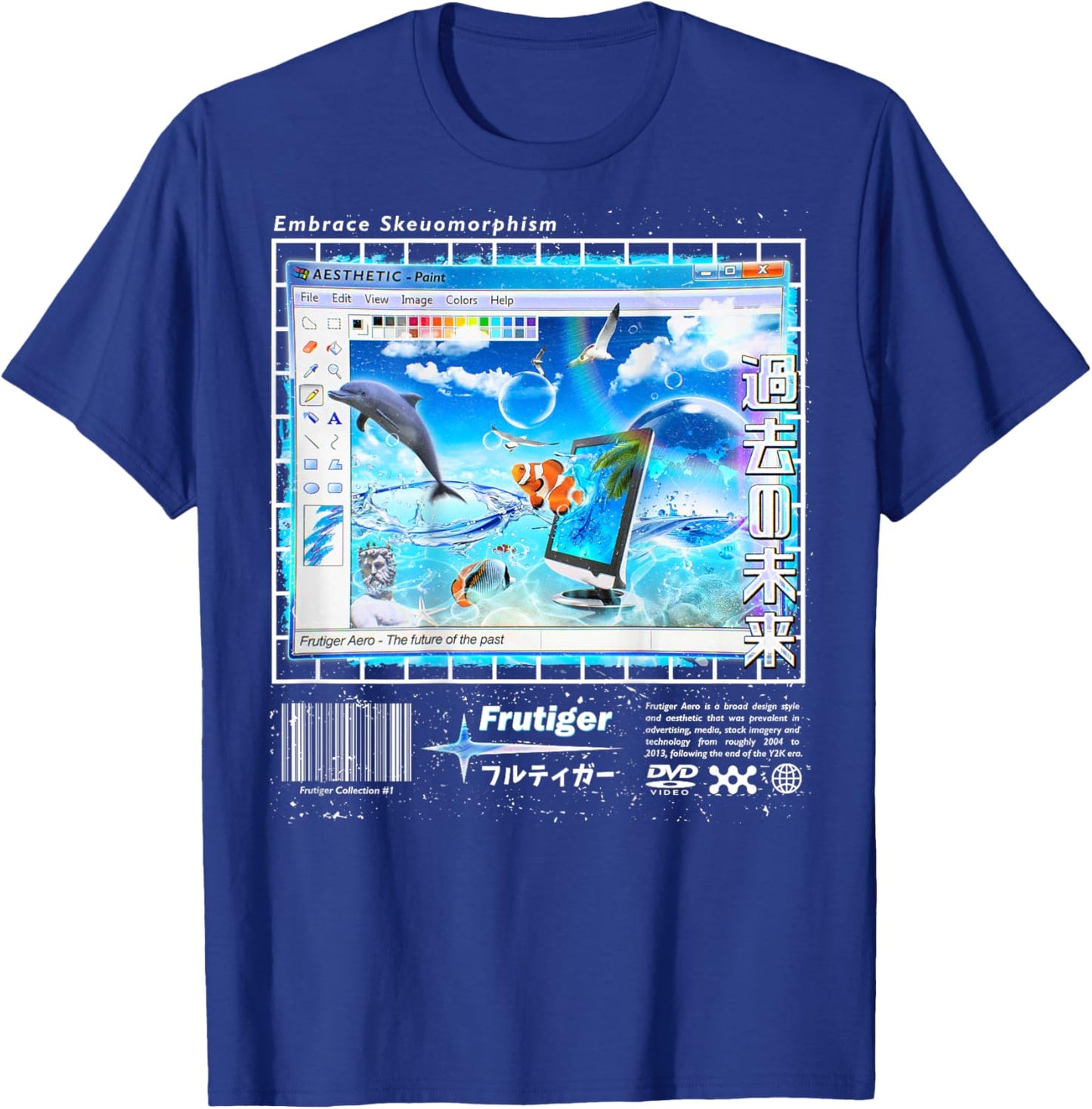Frutiger Aero Fashion (Backprint) Vaporwave T-Shirt - T-Shirt | Royal