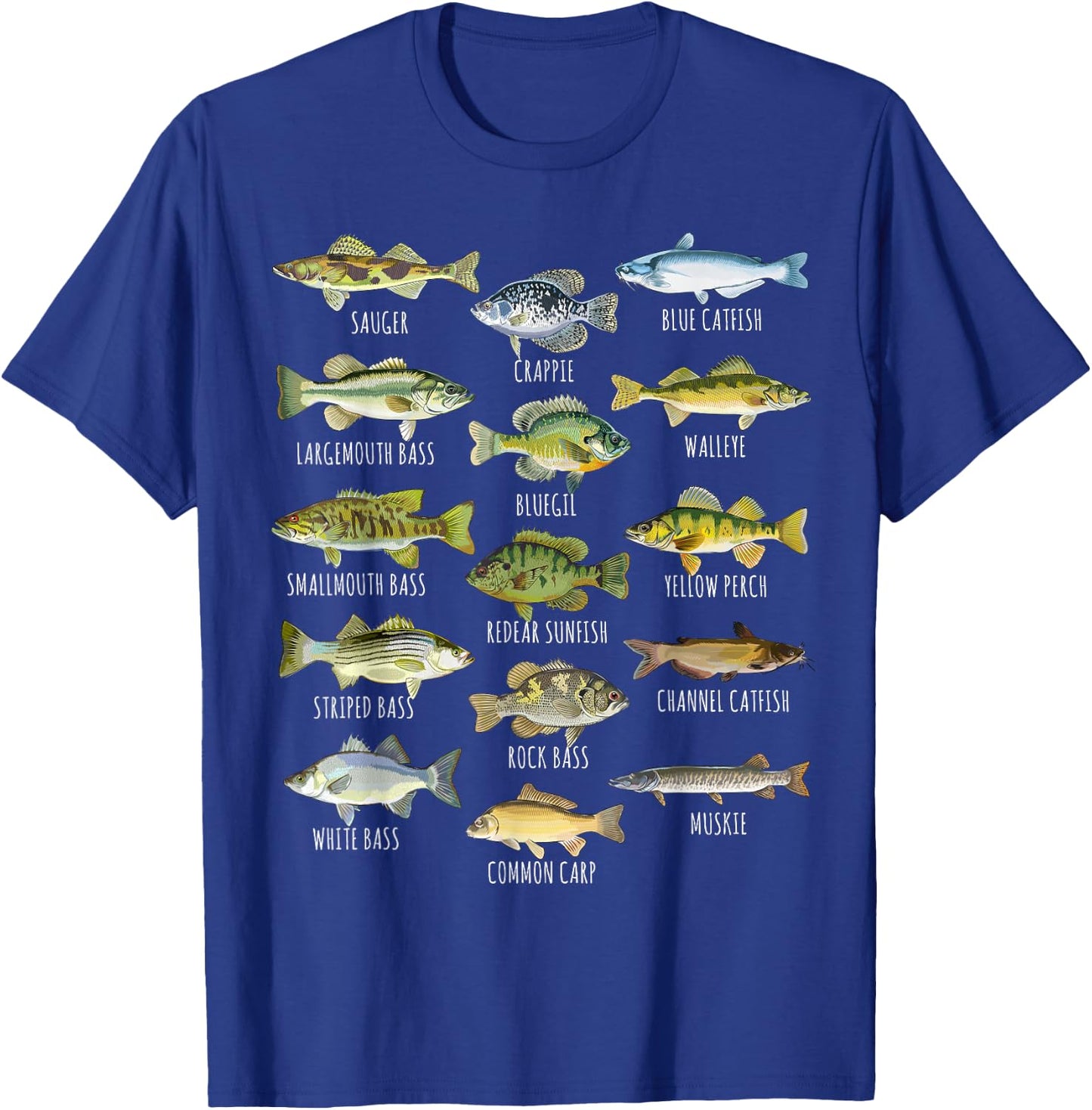 Fish Species Biology Types Of Freshwater Fish Fishing T-Shirt - T-Shirt | Royal