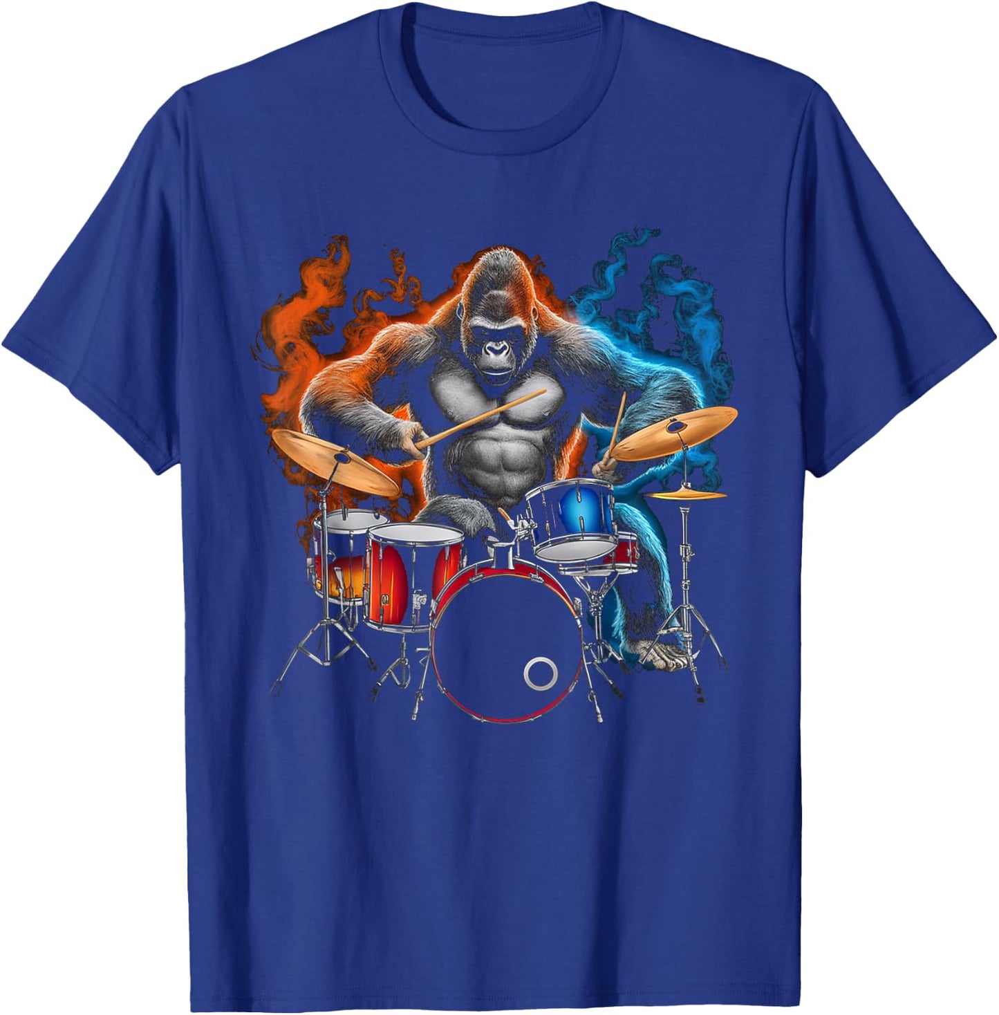 Gorilla Drumming Gorilla Playing Drums Drummer T-Shirt - T-Shirt | Royal