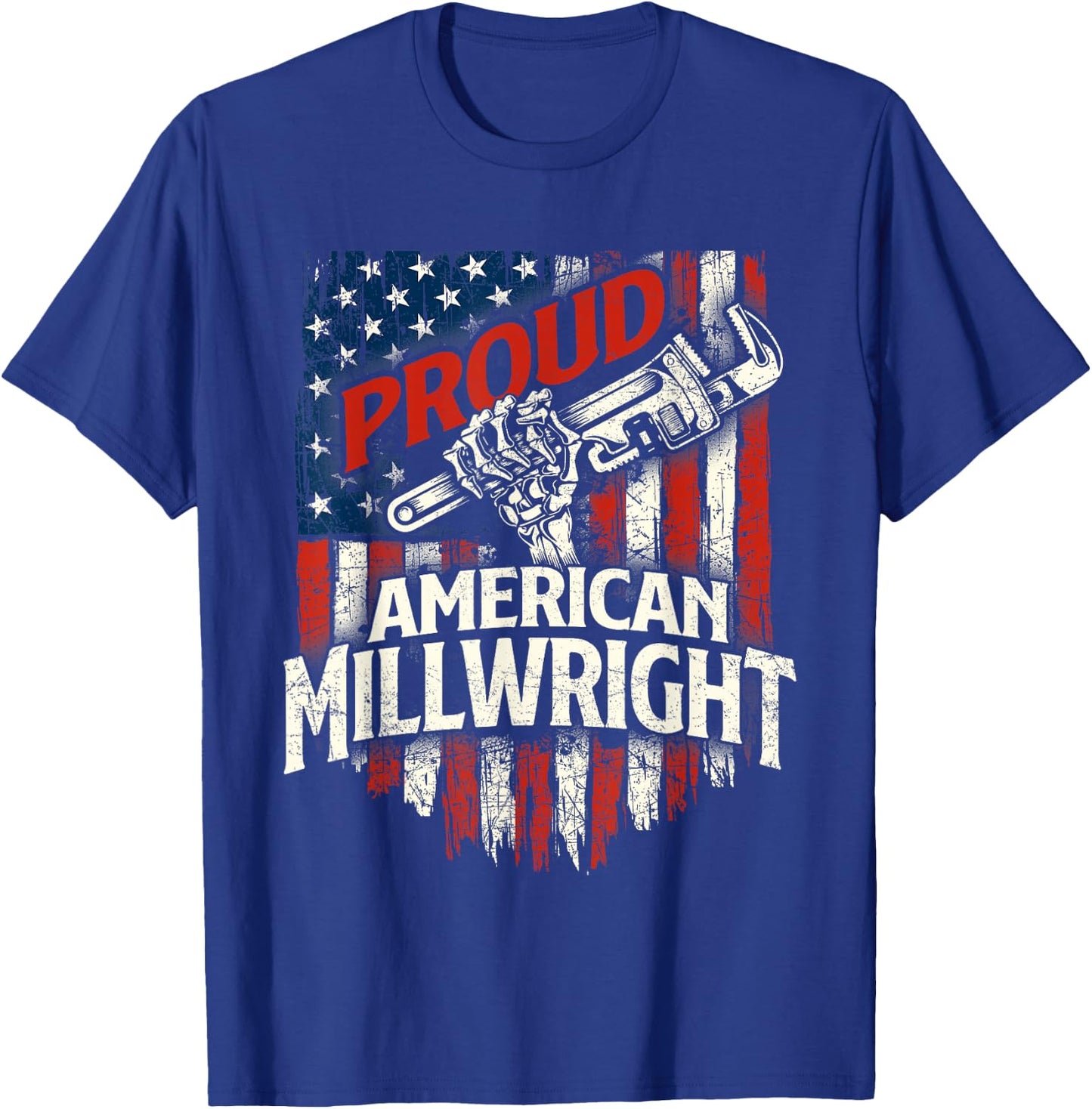 Proud American Millwright - USA Flag Machinist Machinery T-Shirt - T-Shirt | Royal
