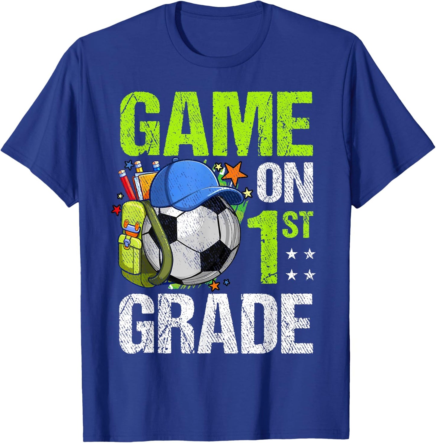 Game On 1st Grade Soccer Back To School Boy Girl Kids Gift T-Shirt - T-Shirt | Royal