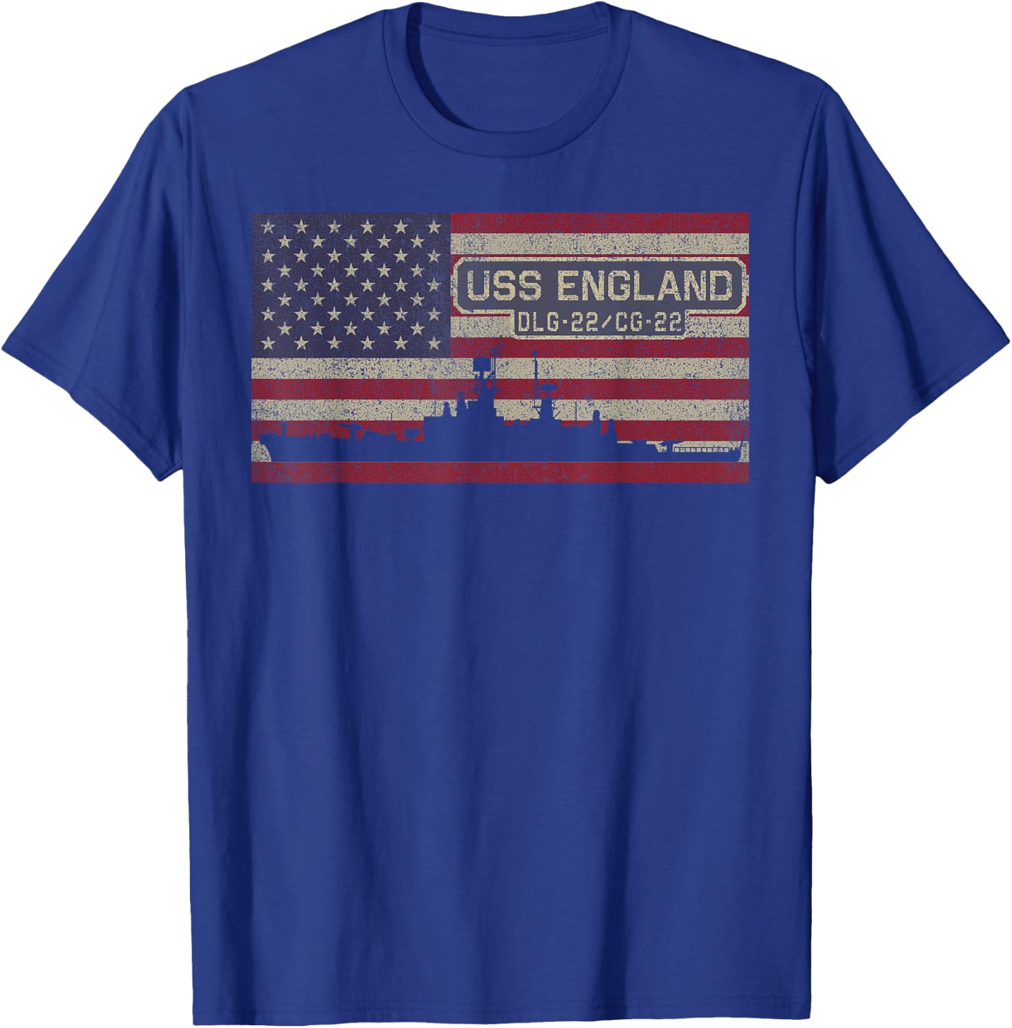 USS England DLG-22 CG-22 Destroyer Cruiser Ship USA Flag Women Kids Men T-Shirt - T-Shirt | Royal