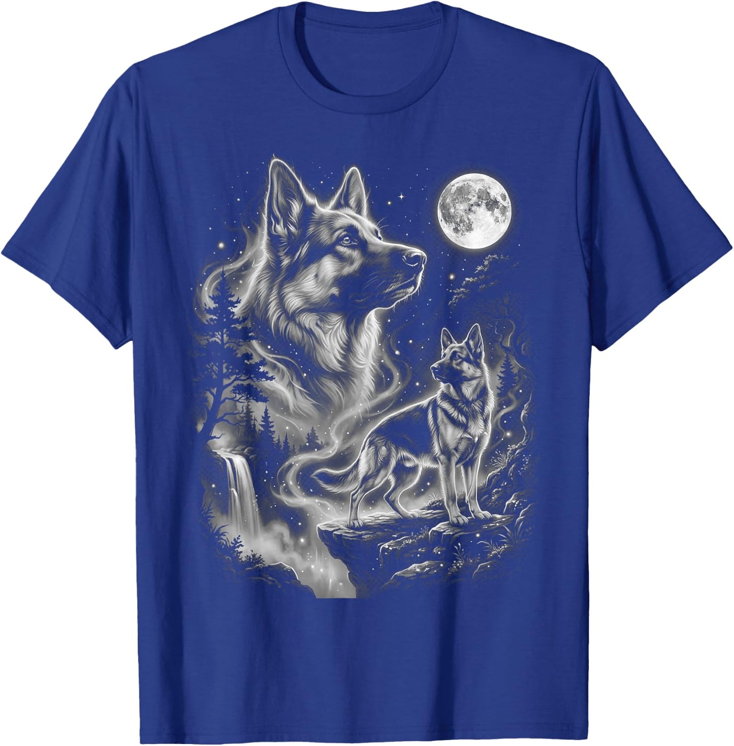German Shepherd Howling At The Moon T-Shirt - T-Shirt | Royal