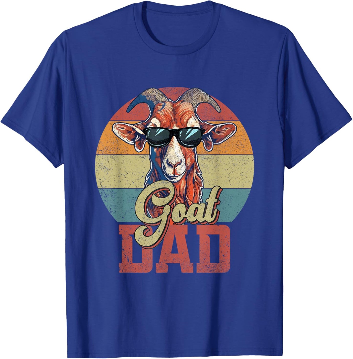 Vintage Retro Goat Dad Best Goat Daddy Funny Fathers Day T-Shirt - T-Shirt | Royal