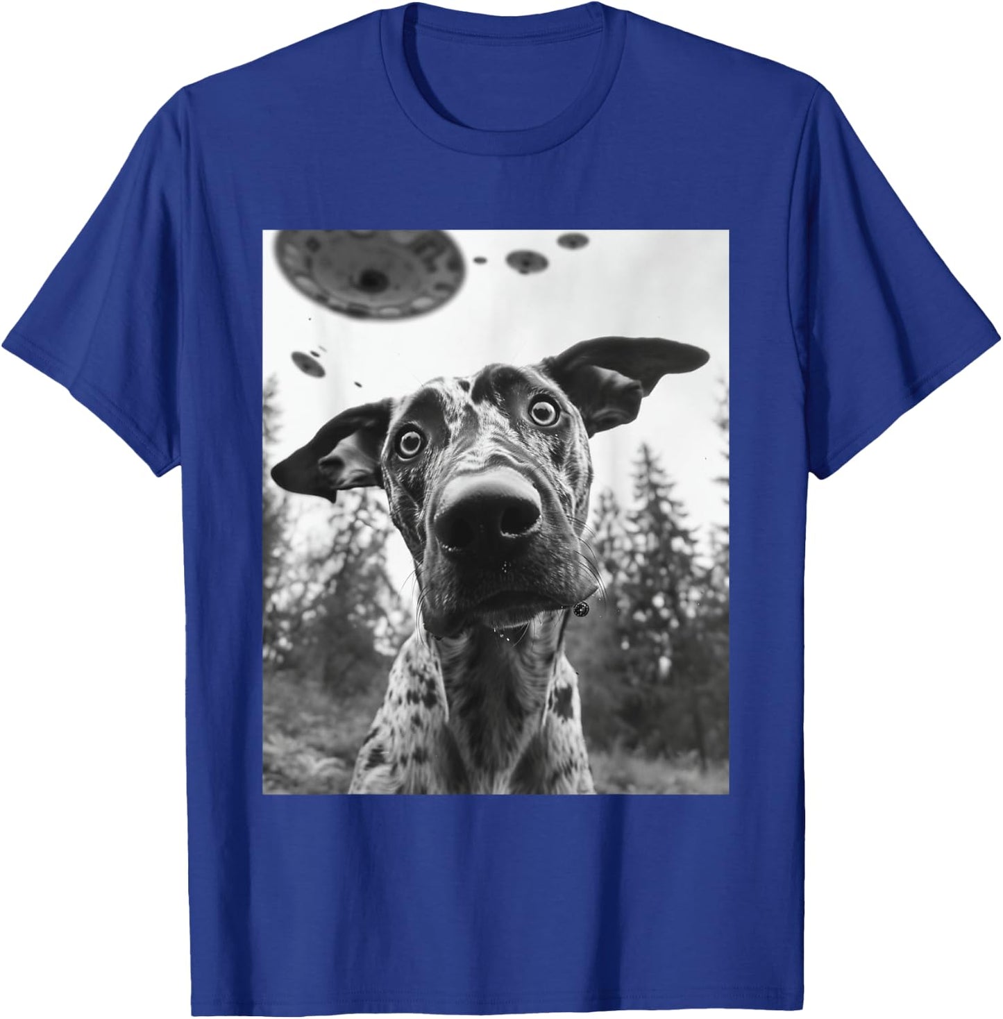 Dog Mom Dad - Funny Alien Selfie Catahoula Leopard UFO T-Shirt - T-Shirt | Royal