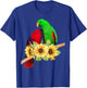 Pair of Eclectus Parrots Male Female behind sunflowers T-Shirt - T-Shirt | Royal