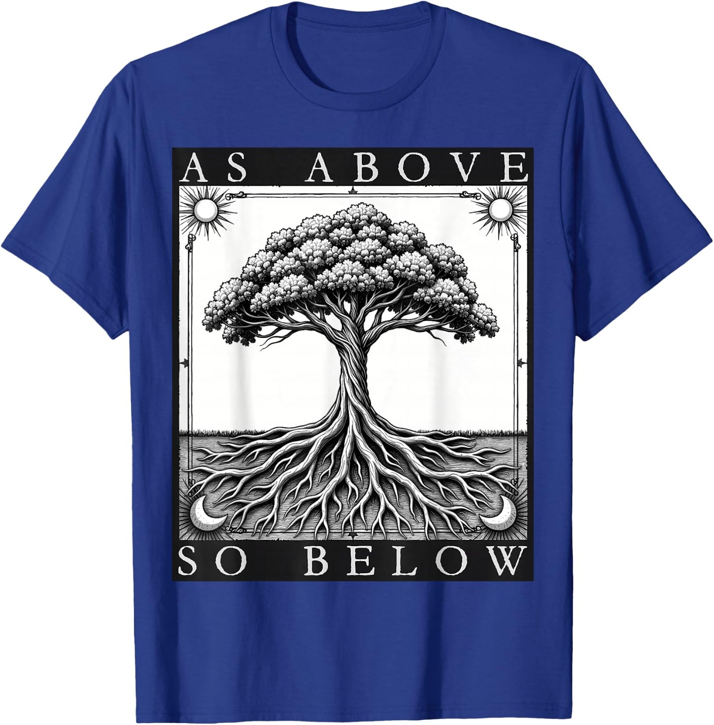 Wie oben, so unten, Baum des Lebens, Sonne, Mond, mystisches Gothic-Tarot T-Shirt - T-Shirt | Royal