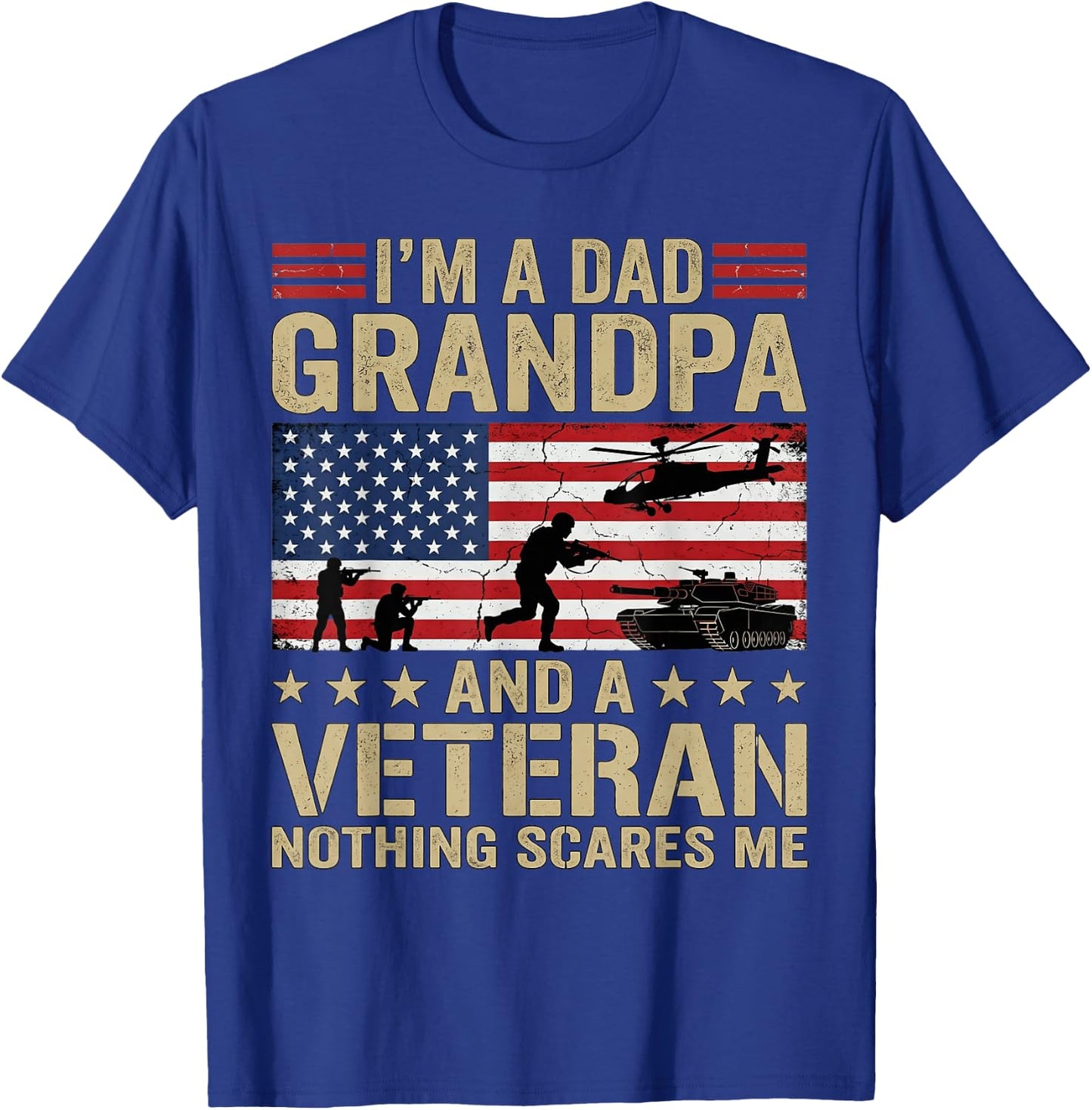 I'm A Dad Grandpa and Veteran Funny Dad Grandpa Veteran T-Shirt - T-Shirt | Royal