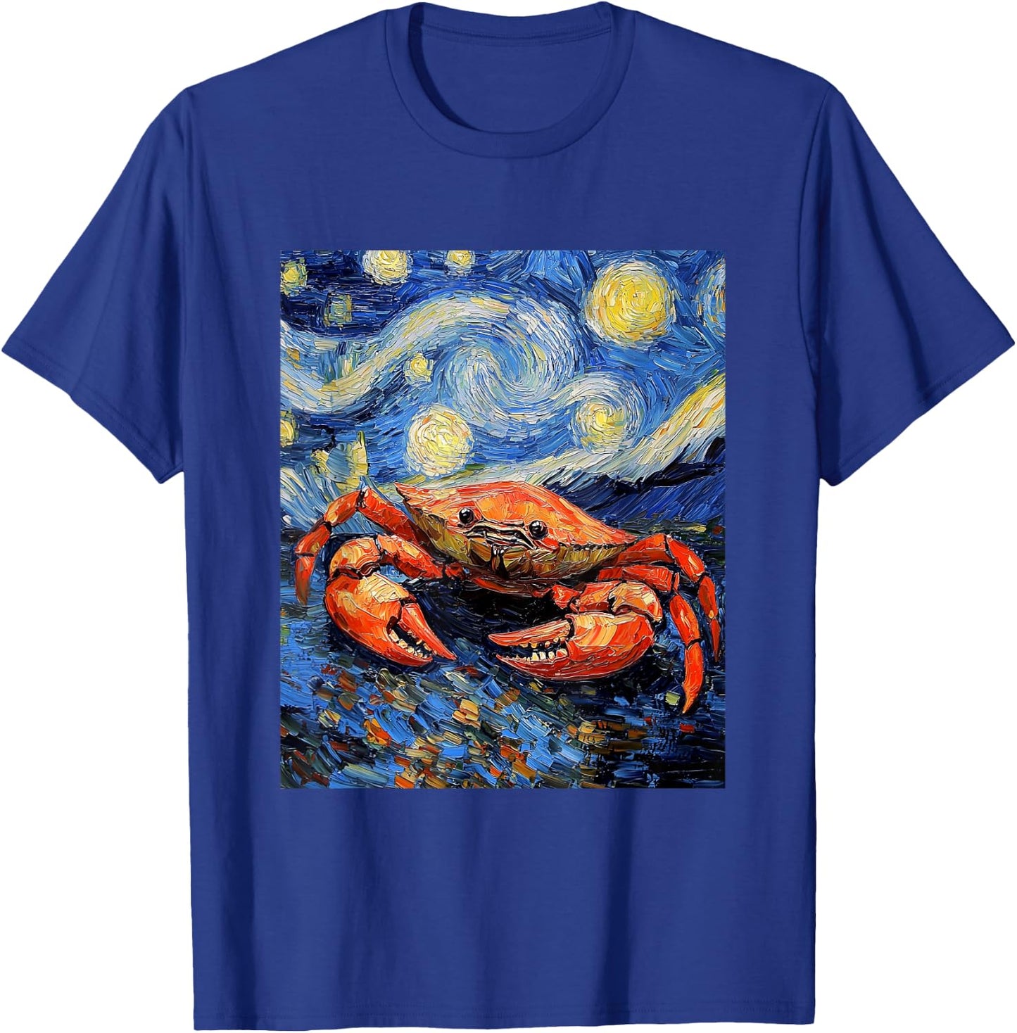 Crab Sea Van Gogh Style Starry Night Graphic T-Shirt - T-Shirt | Royal