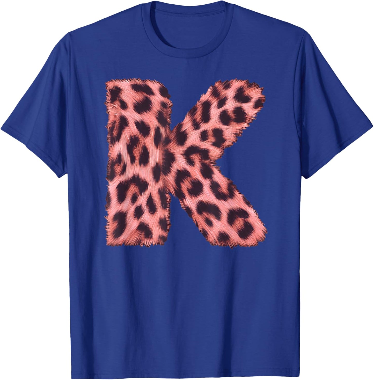 Letter K Cheetah Leopard Print Pink Initial Zebra Matching T-Shirt - T-Shirt | Royal