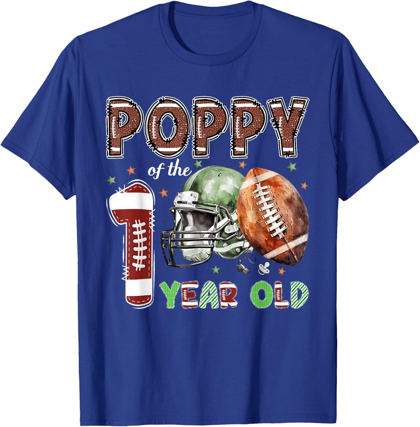 Poppy of The 1 Year Old Football Lover 1st Birthday Boy T-Shirt - T-Shirt | Royal