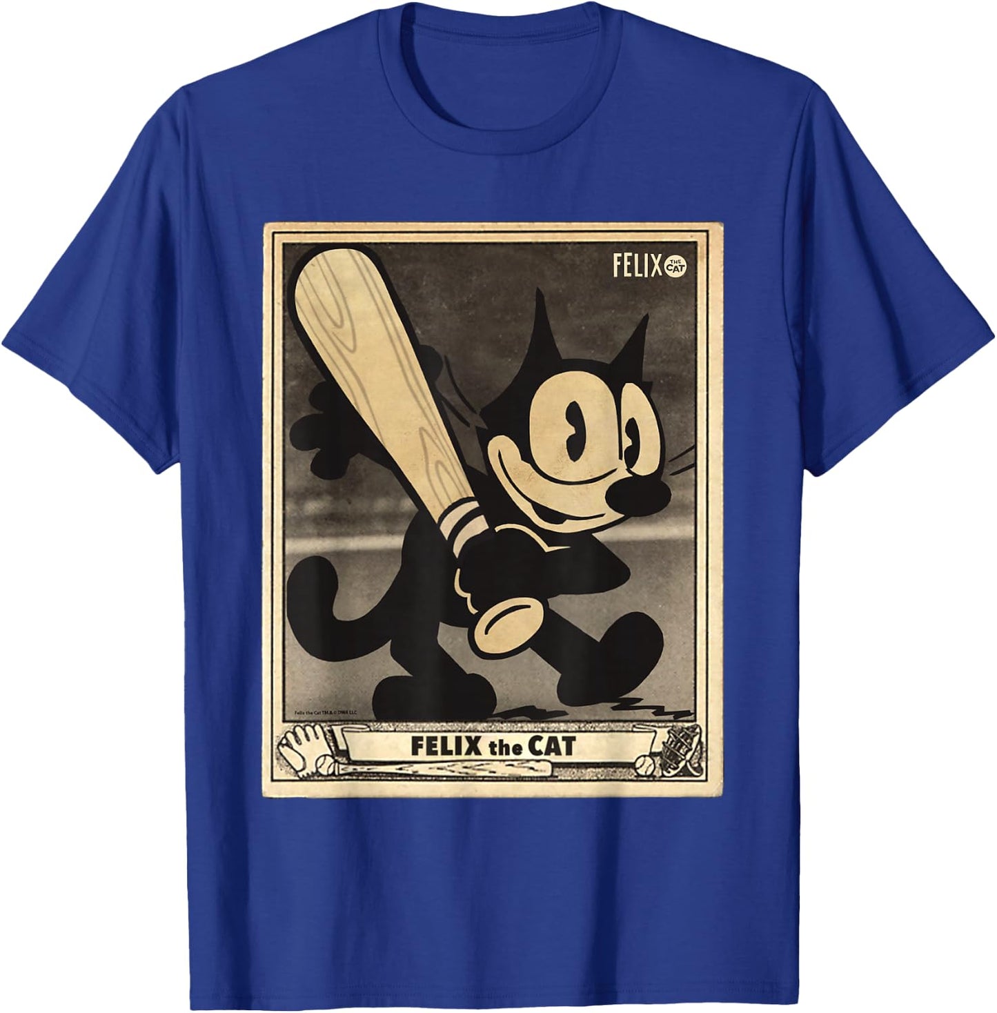 Felix The Cat Vintage Baseball Card Americana T-Shirt - T-Shirt | Royal