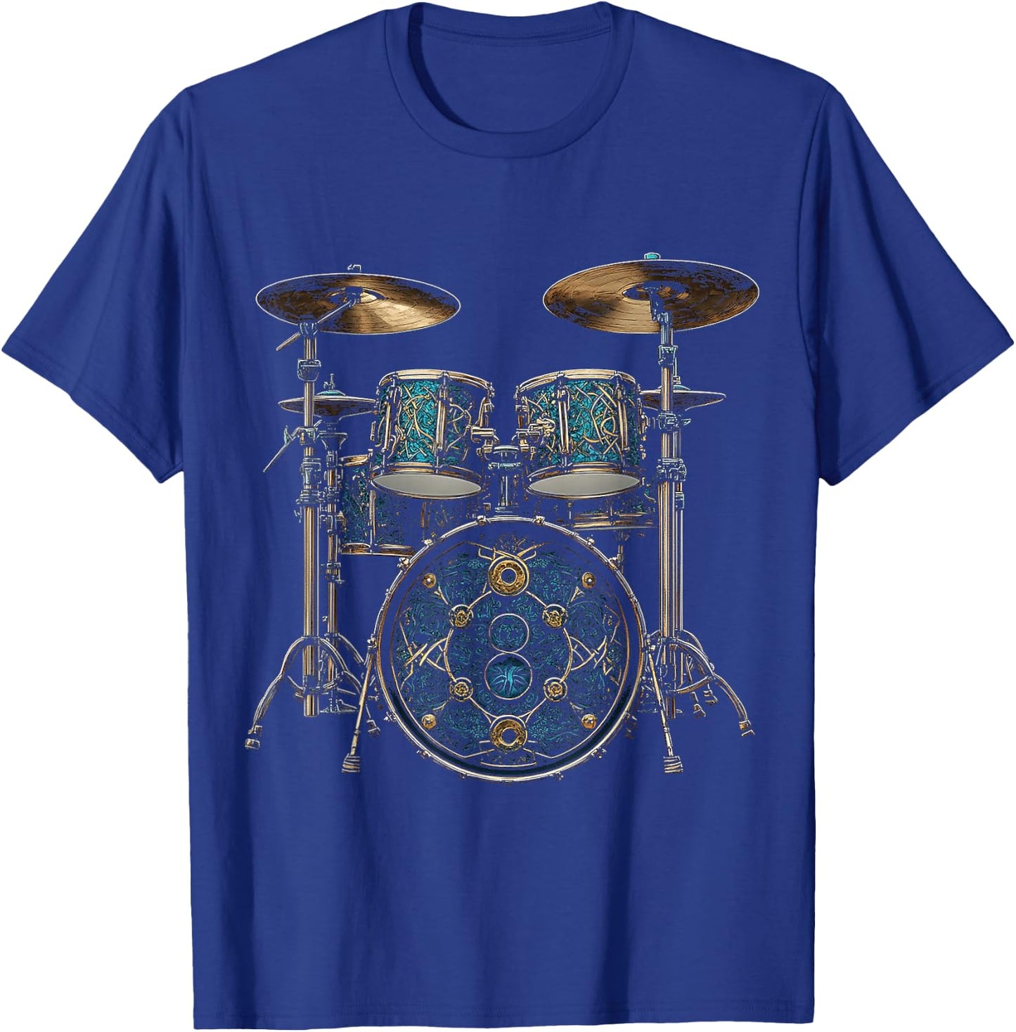Drumset Music Instrument Motif Artwork Drumset T-Shirt - T-Shirt | Royal