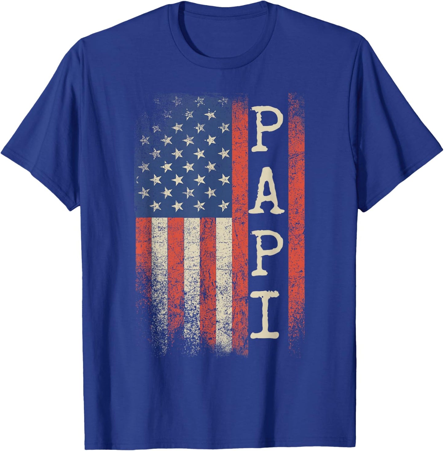 Papi American Flag Patriotic USA Vintage T-Shirt - T-Shirt | Royal