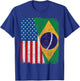 Brazilian American Flag Half USA Brazil Root Proud T-Shirt - T-Shirt | Royal