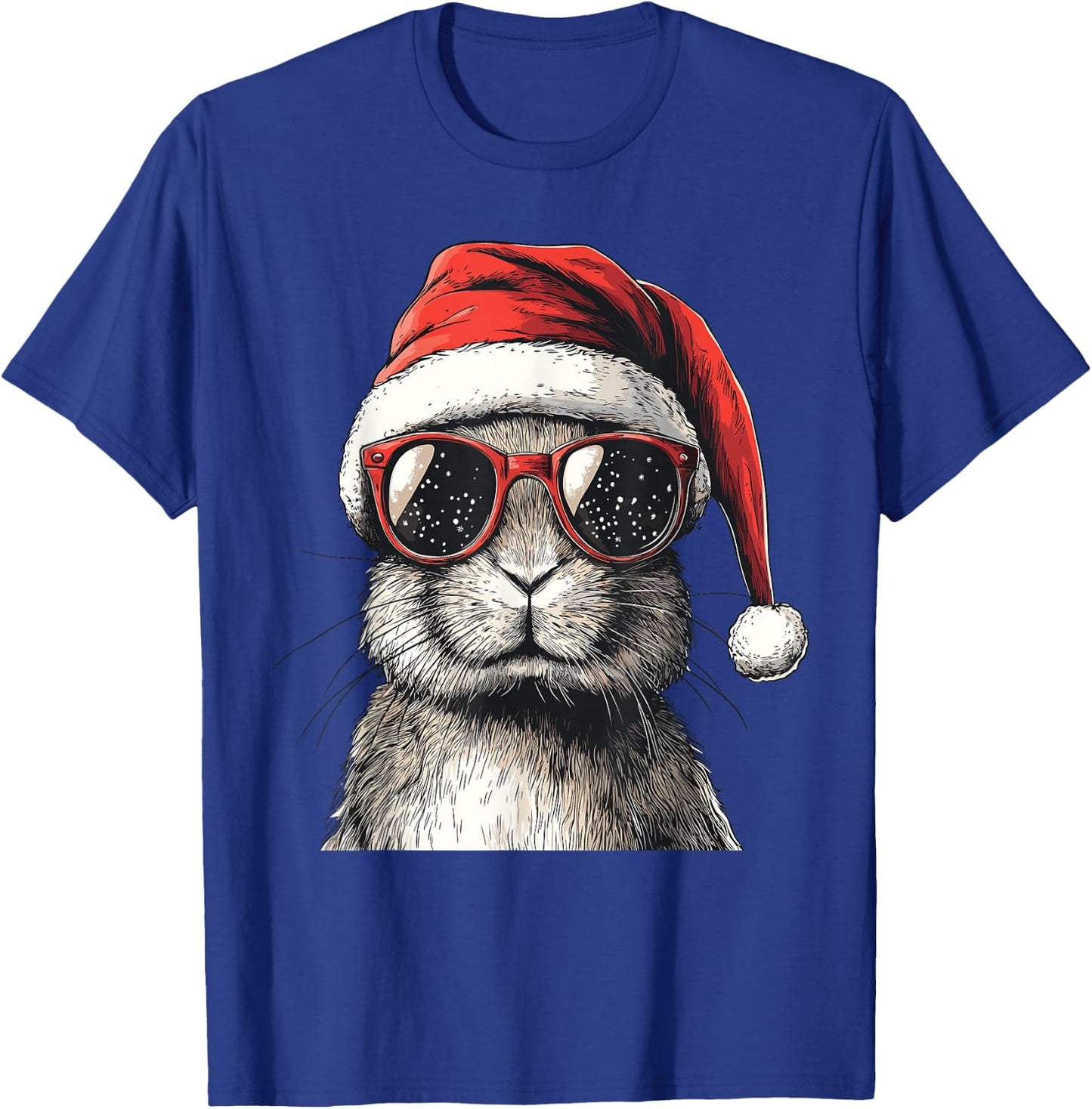 Rabbit Santa Hat Funny Rabbit Lovers Christmas Xmas Pajama T-Shirt - T-Shirt | Royal