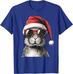Rabbit Santa Hat Funny Rabbit Lovers Christmas Xmas Pajama T-Shirt - T-Shirt | Royal
