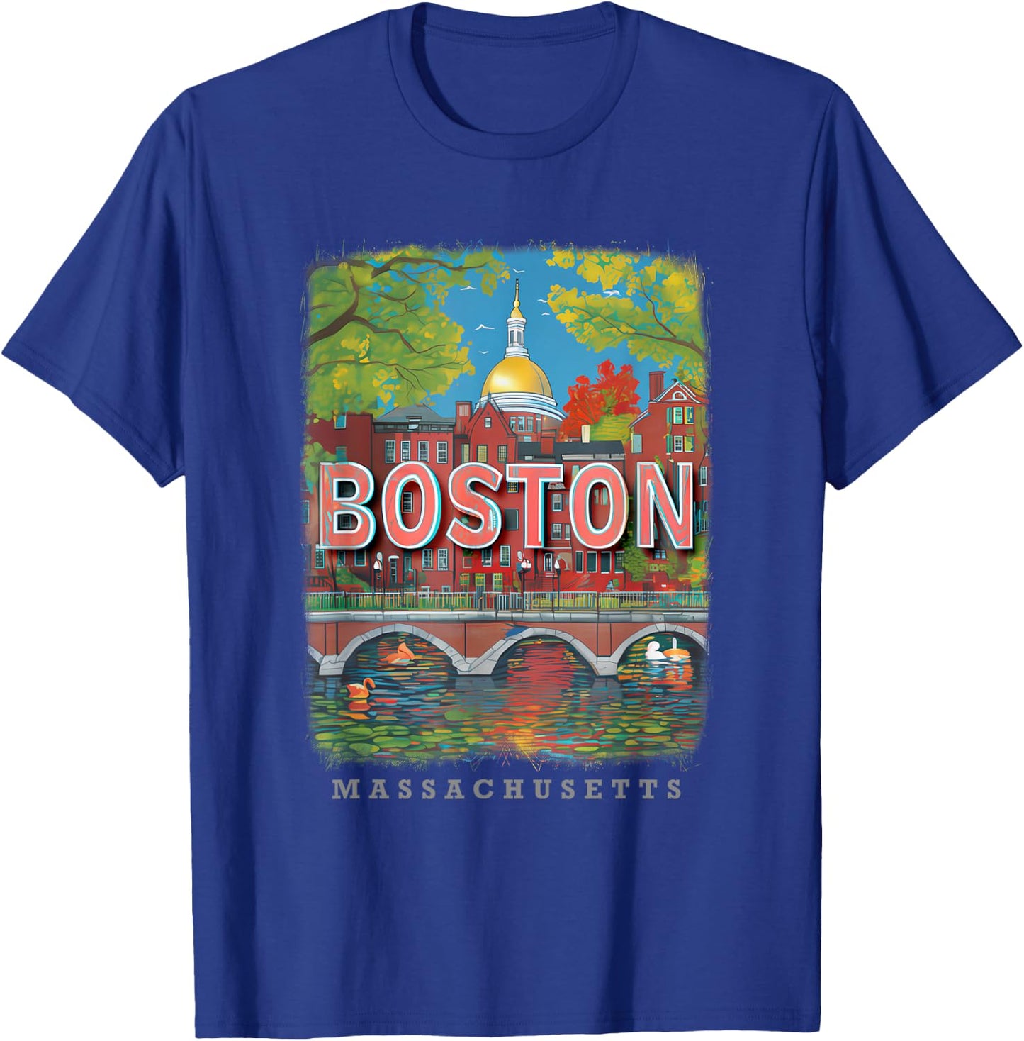 Boston Massachusetts MA Historic Beacon SD984 T-Shirt - T-Shirt | Royal