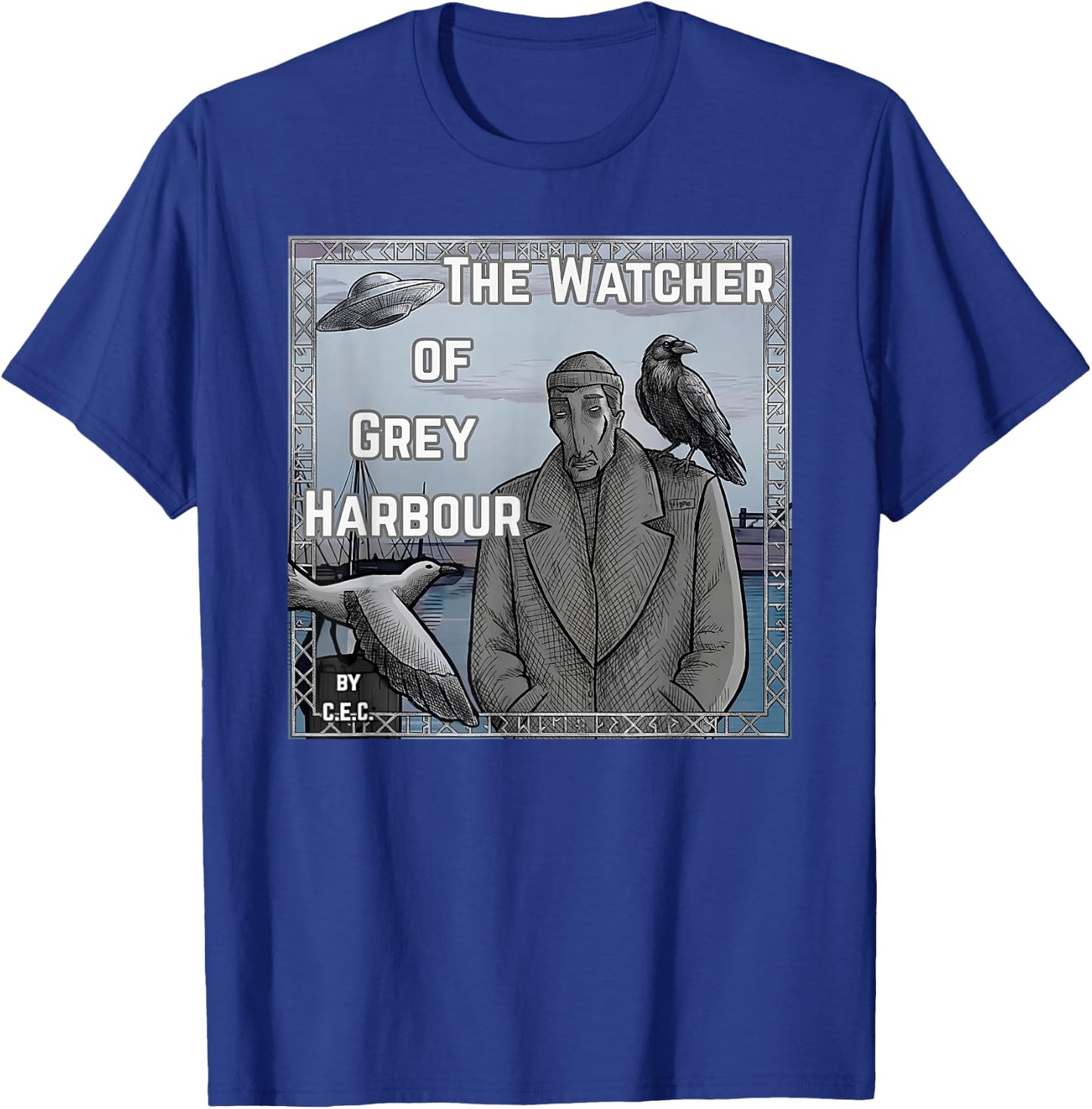 The Watcher of Grey Harbour by Artist CEC T-Shirt - T-Shirt | Royal