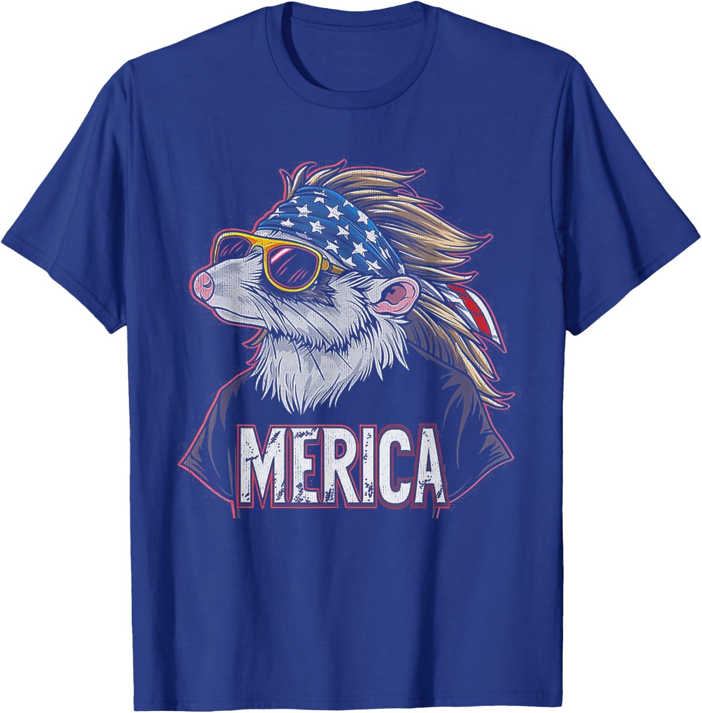 Opossum Possum - Patriotic 4th of July American Flag T-Shirt - T-Shirt | Royal